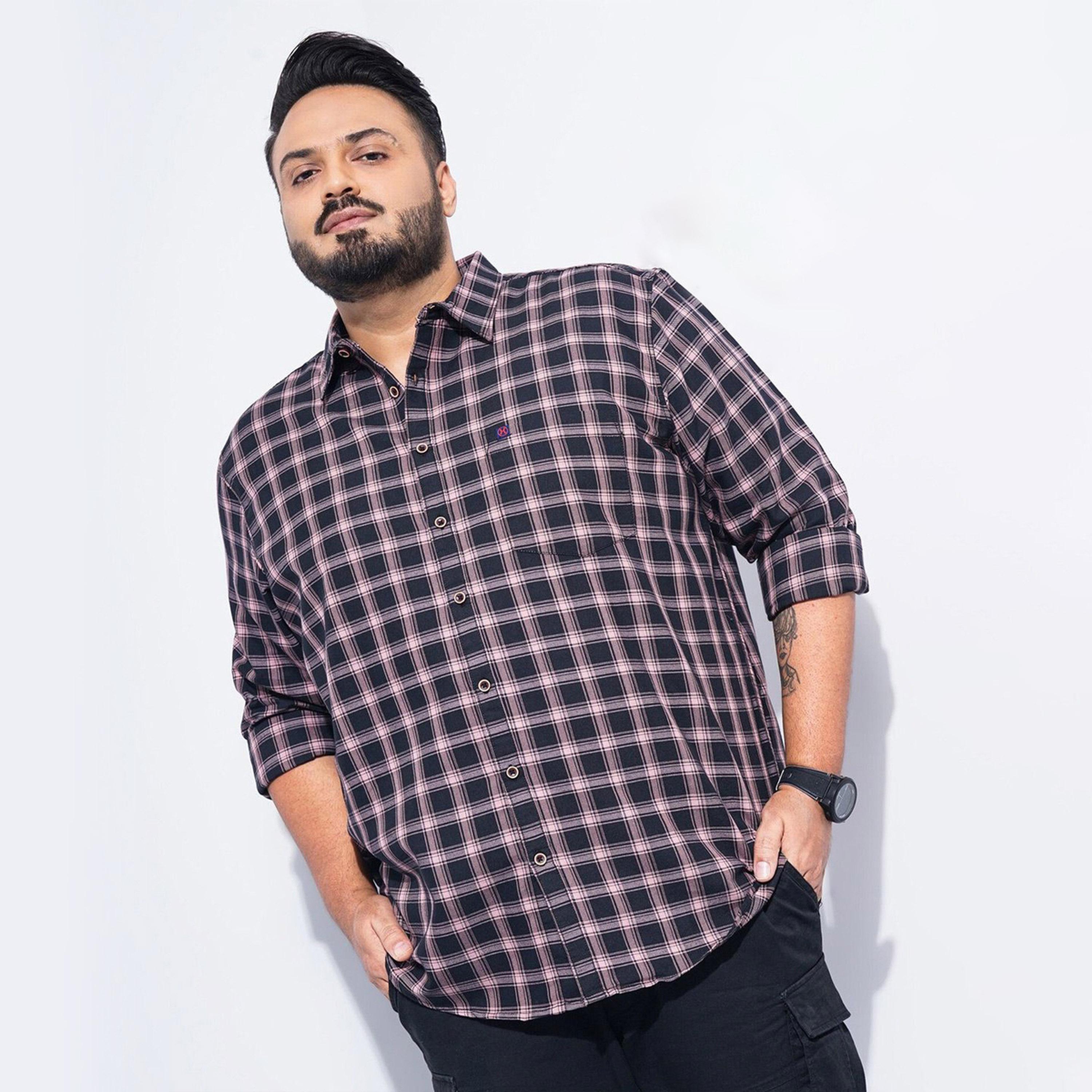 HardSoda X Styli Plus Size Black Checkered Casual Shirt-men-clothing-shirts-image-4