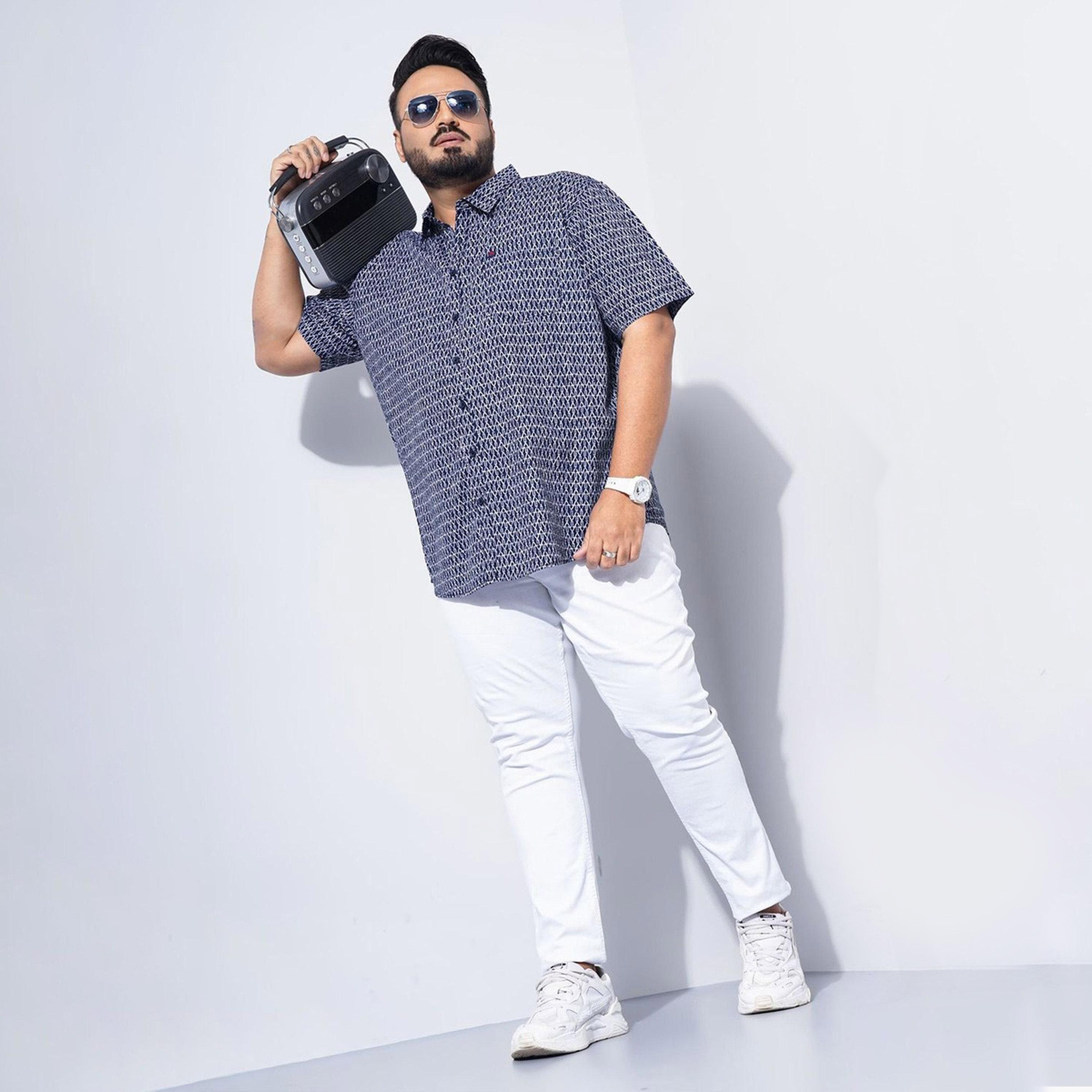 HardSoda X Styli Plus Size Men Navy Blue Regular Fit Abstract Shirt-men-clothing-shirts-image-3