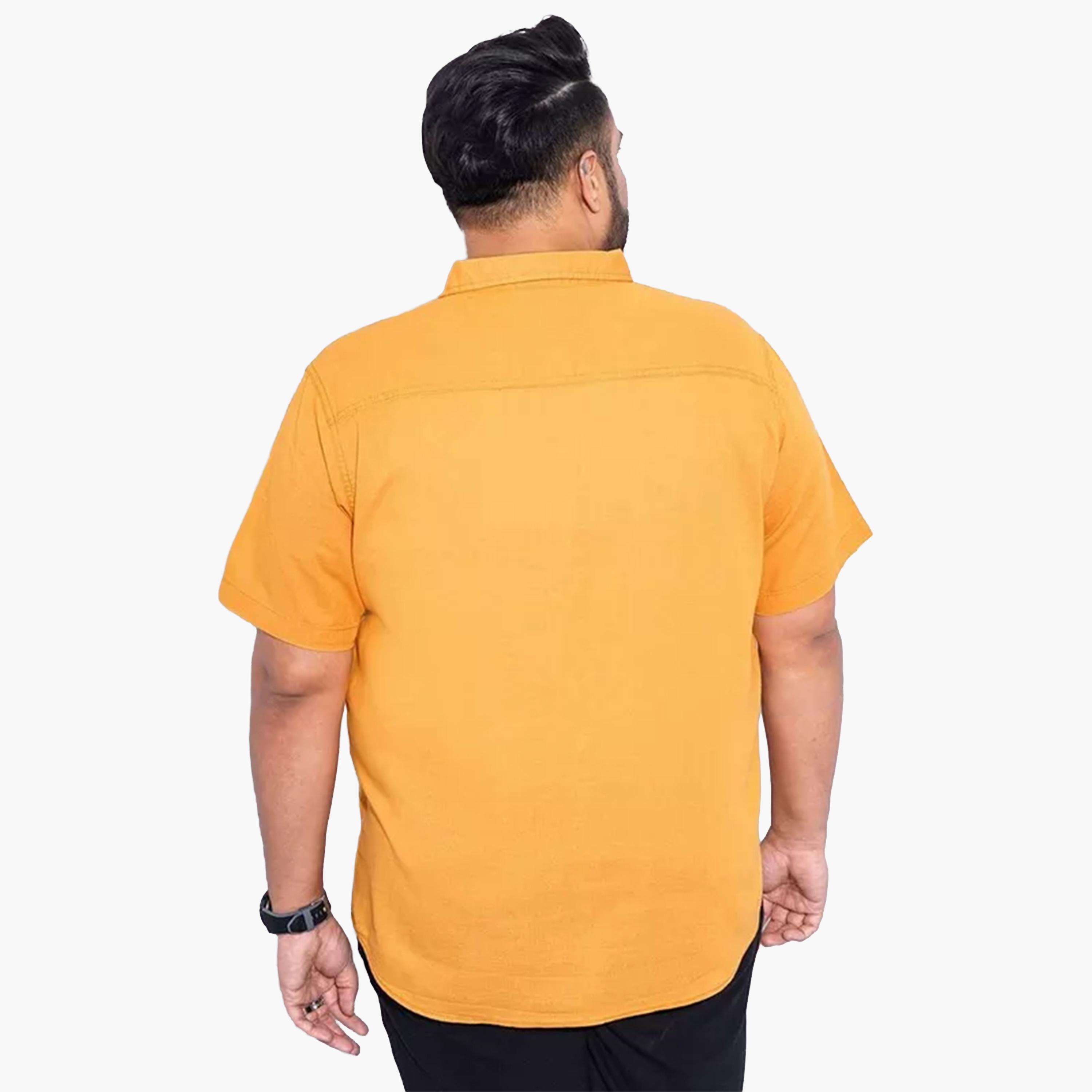 هارد صودا × ستايلي - قميص برتقالي قطني بأكمام قصيرة مقاس كبير-men-clothing-shirts-image-3