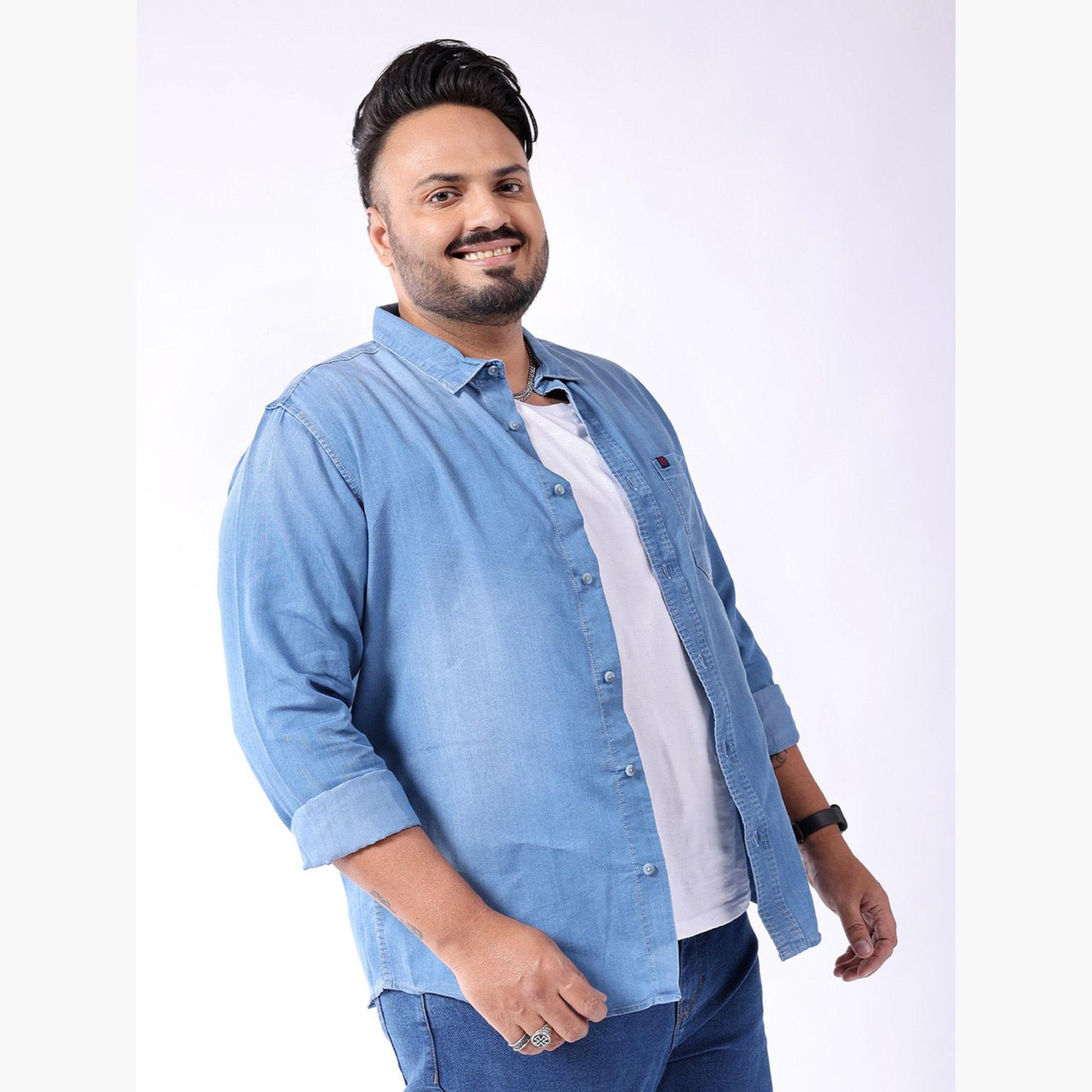 هارد صودا × ستايلي - قميص جينز كاجوال مقاس كبير-men-clothing-shirts-image-1