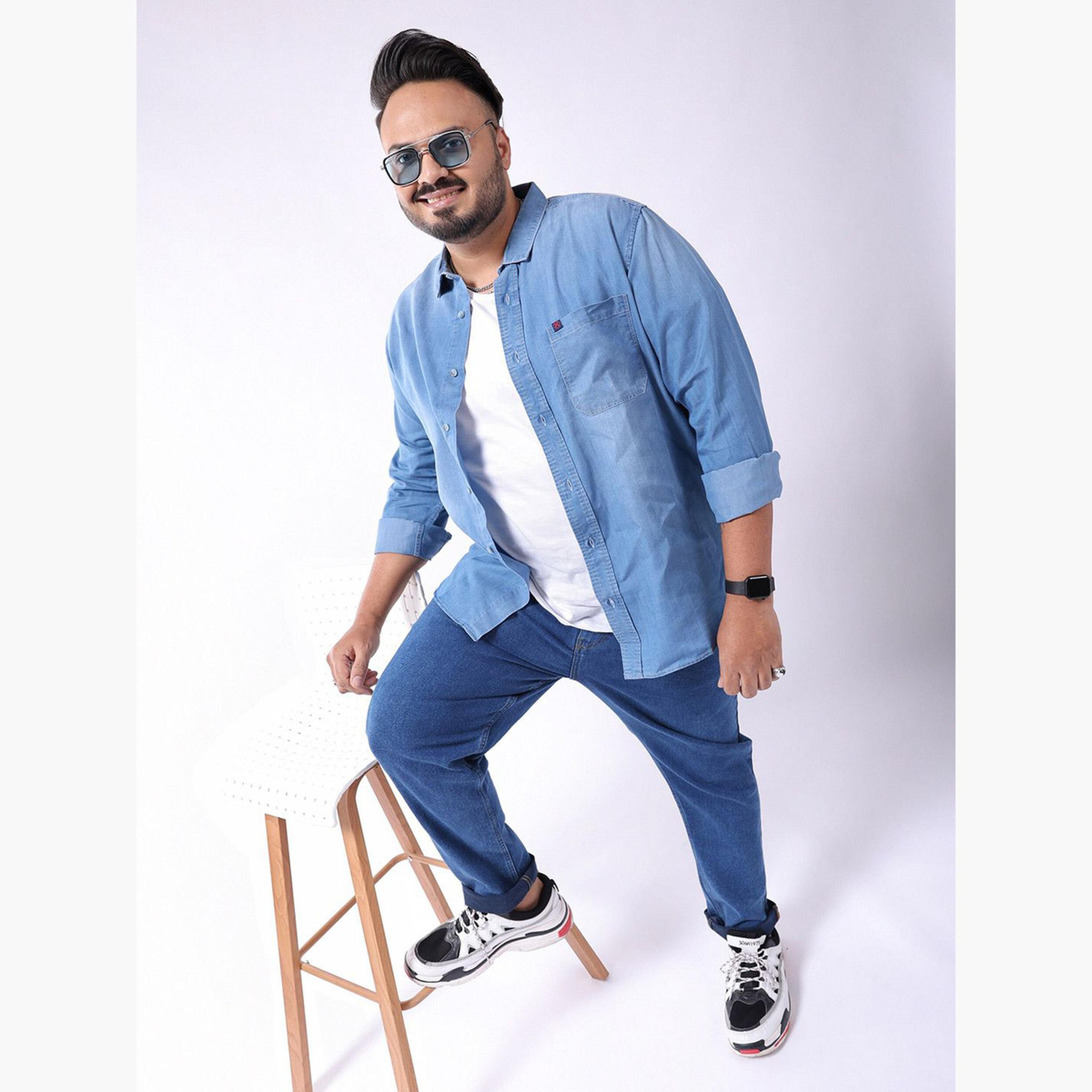 HardSoda X Styli Plus Size Casual Denim Shirt-men-clothing-shirts-image-2