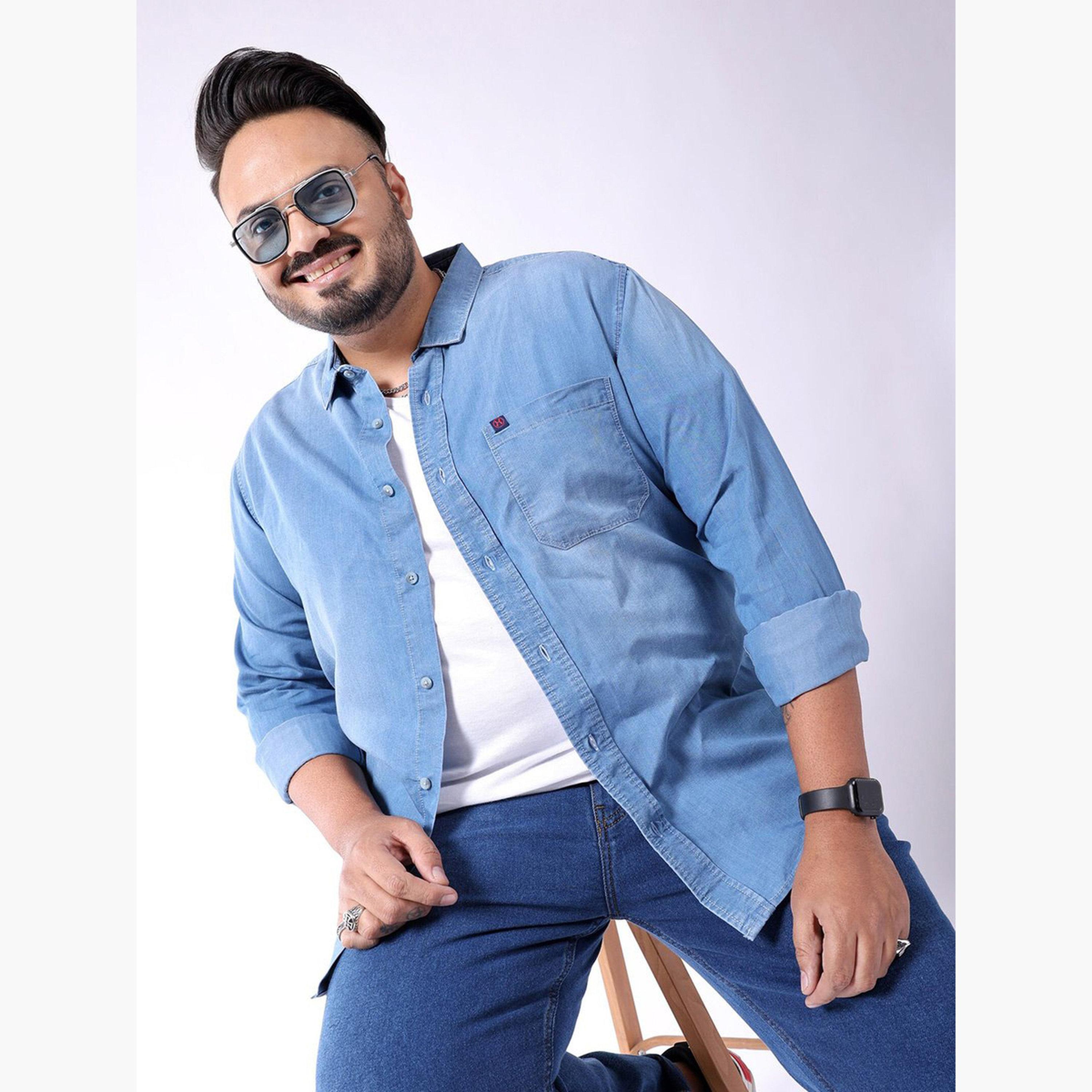 HardSoda X Styli Plus Size Casual Denim Shirt-men-clothing-shirts-image-3