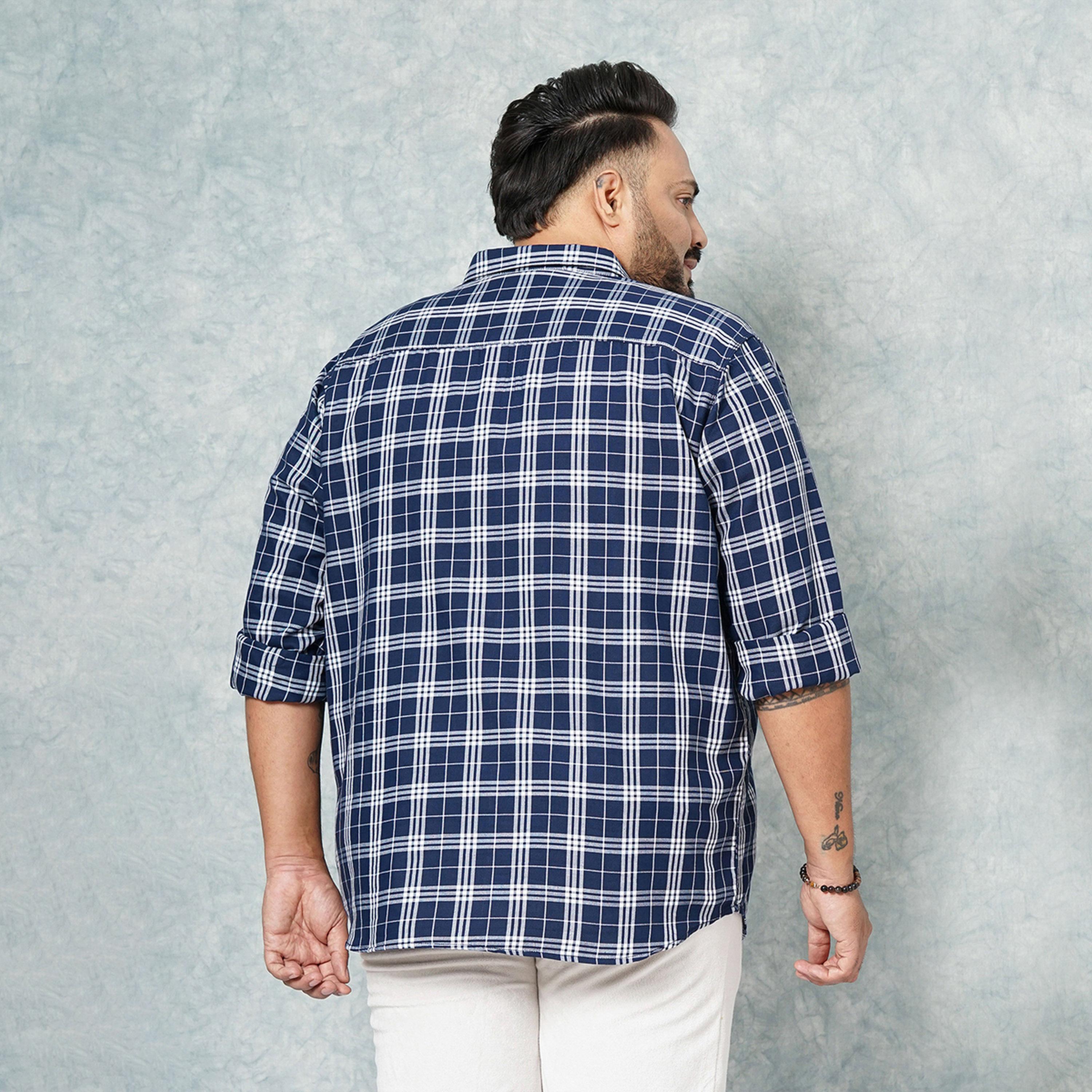 HardSoda X Styli Plus Size Navy Blue Checked Shirt-men-clothing-shirts-image-5