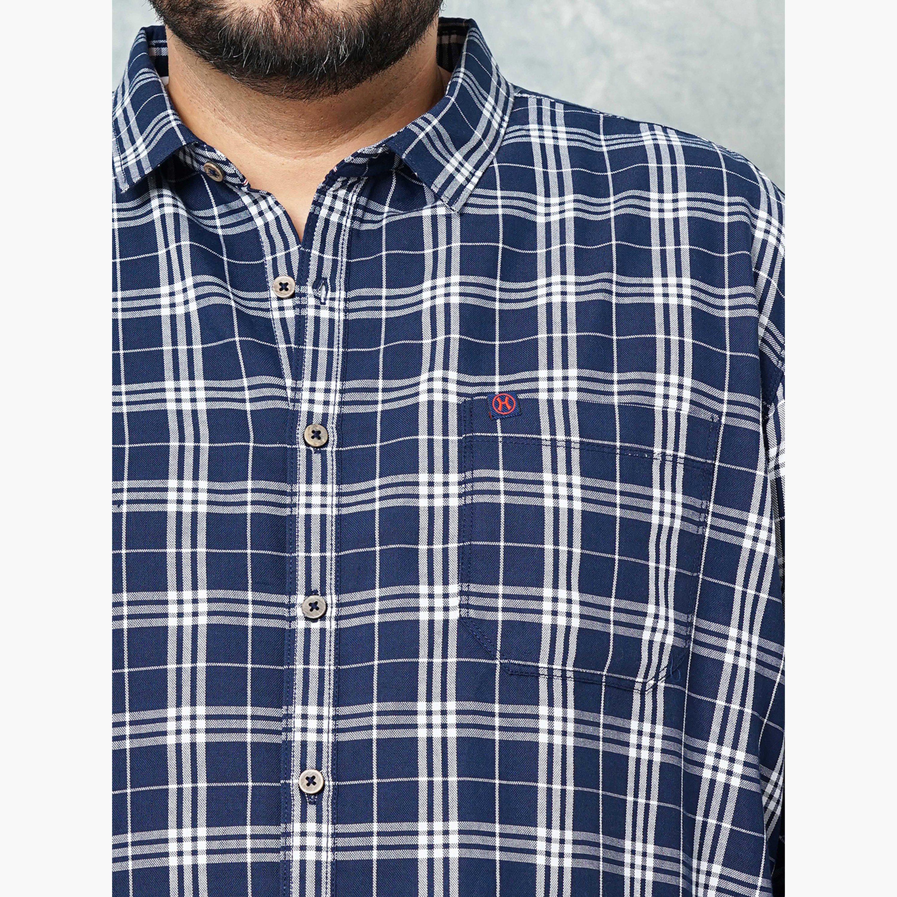 HardSoda X Styli Plus Size Navy Blue Checked Shirt-men-clothing-shirts-image-6