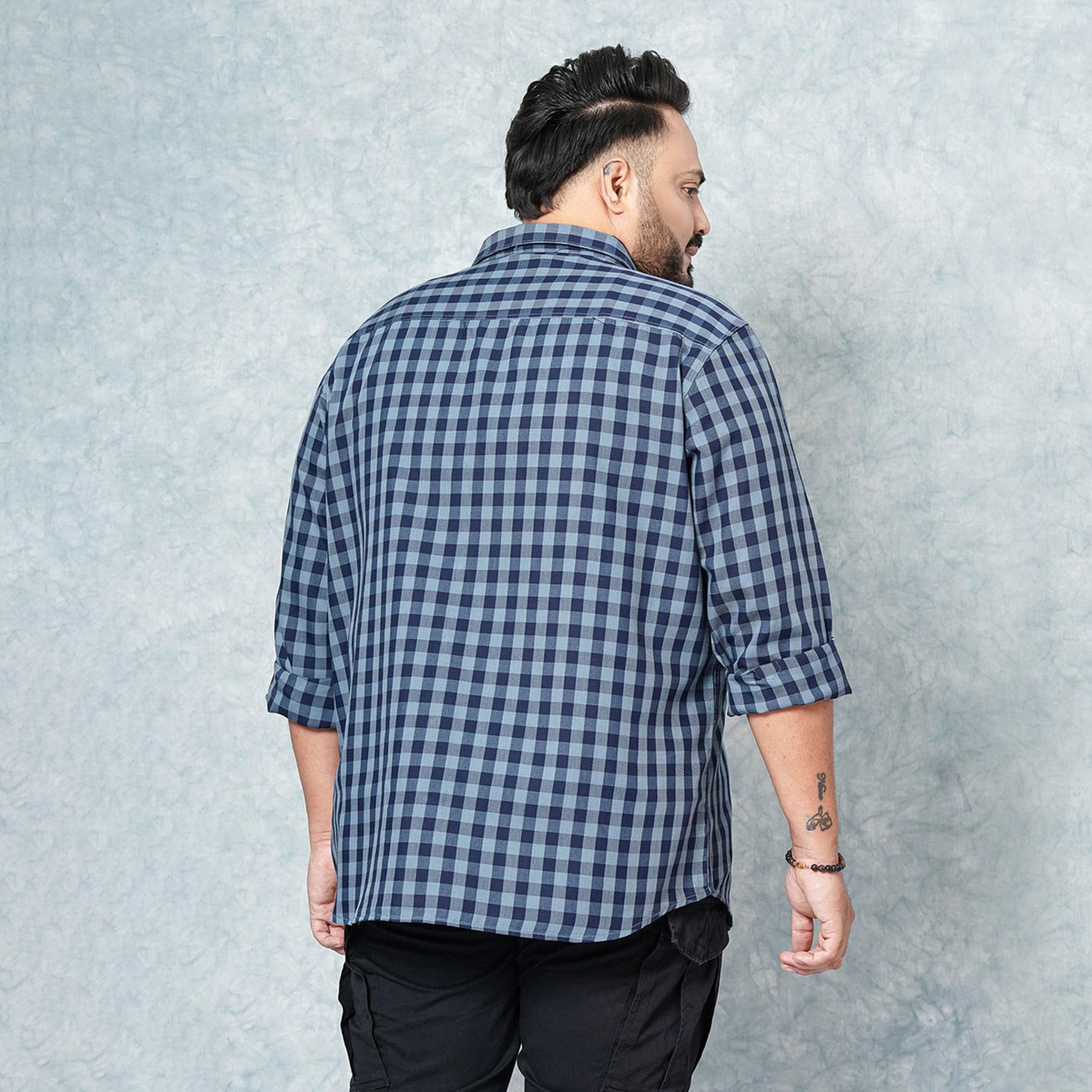 هارد صودا × ستايلي - قميص كاجوال منقوش بأكمام طويلة مقاس كبير لون أزرق-men-clothing-shirts-image-5