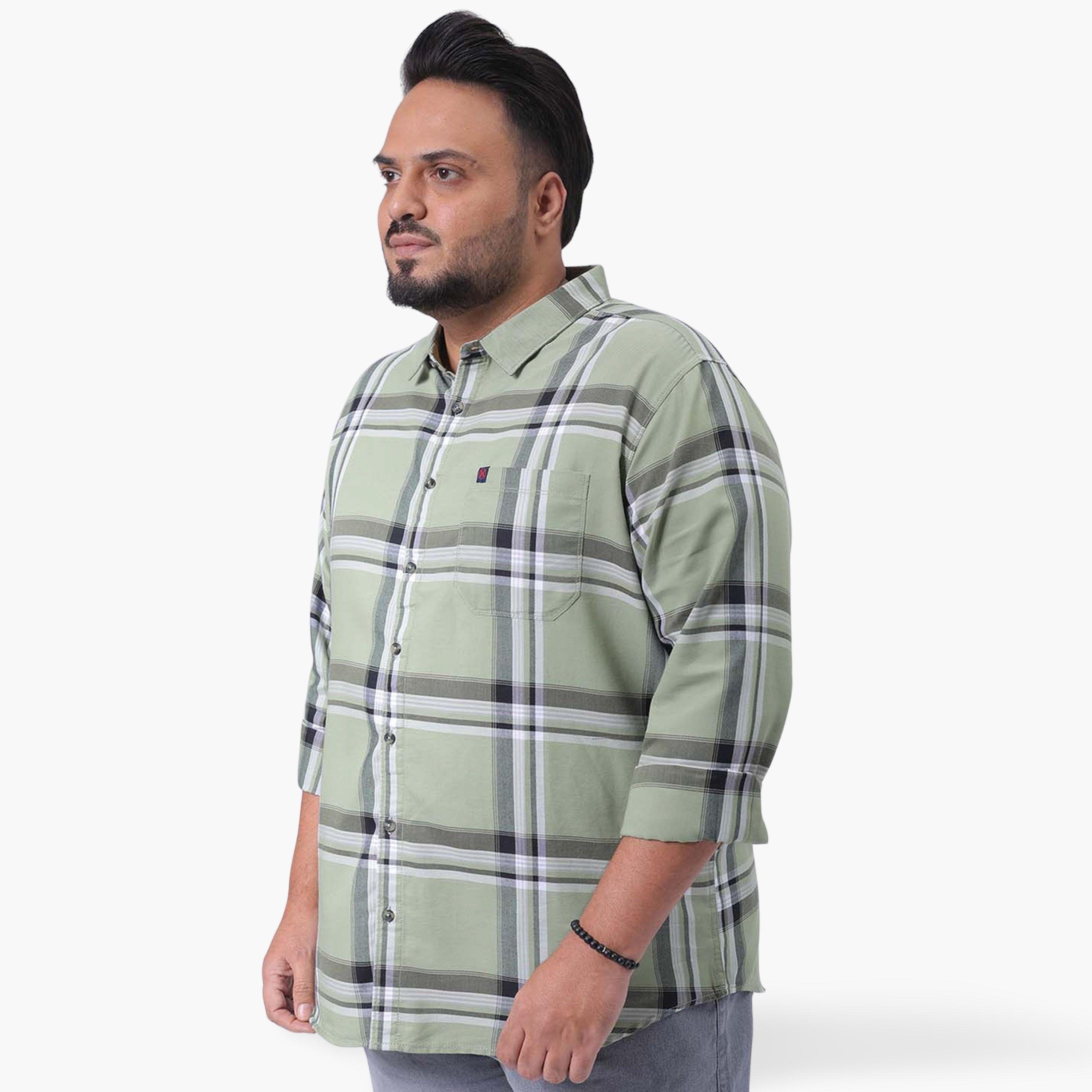 هارد صودا × ستايلي - قميص كاجوال منقوش لون أخضر مقاس كبير-men-clothing-shirts-image-1