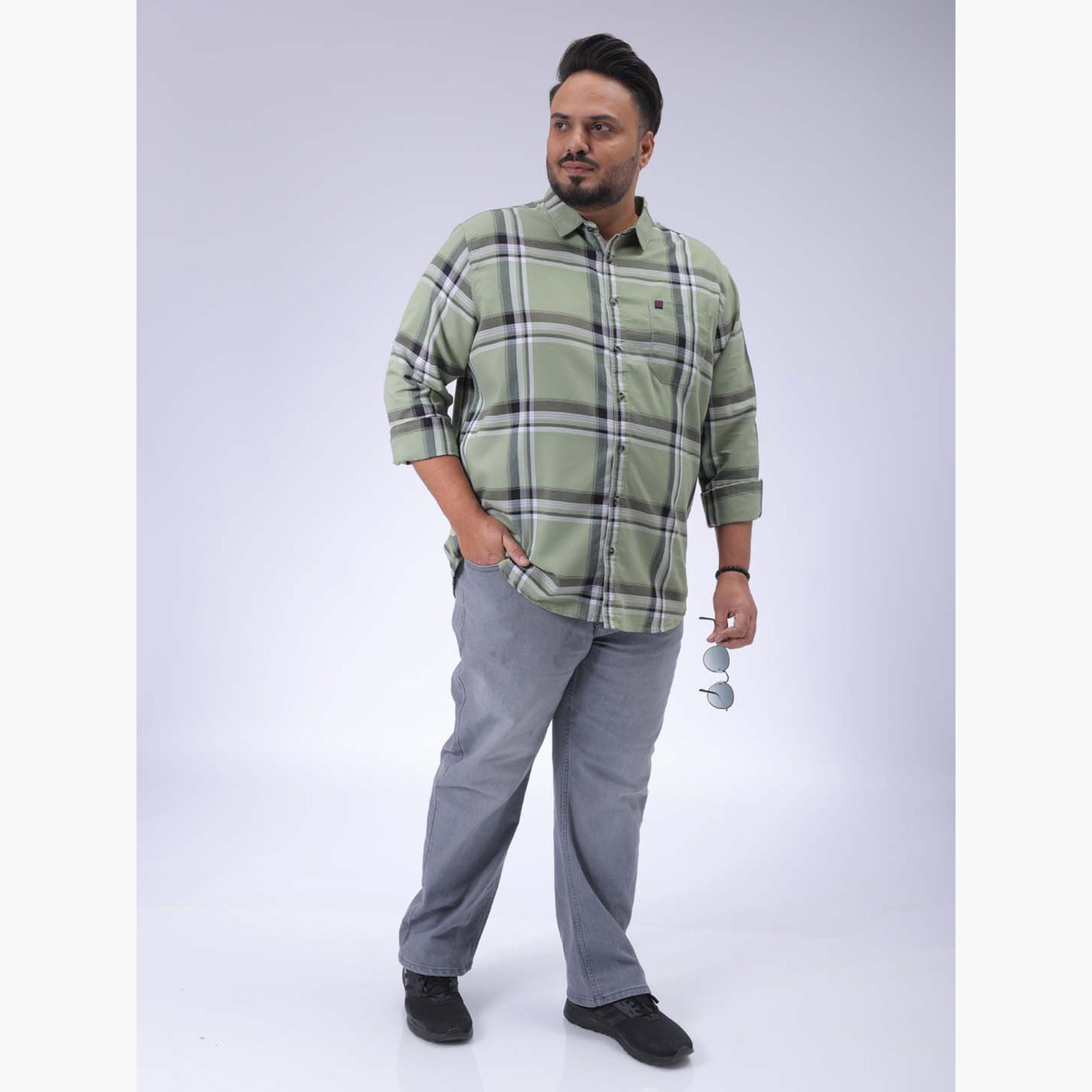 HardSoda X Styli Plus Size Green Checked Casual Shirt-men-clothing-shirts-image-2
