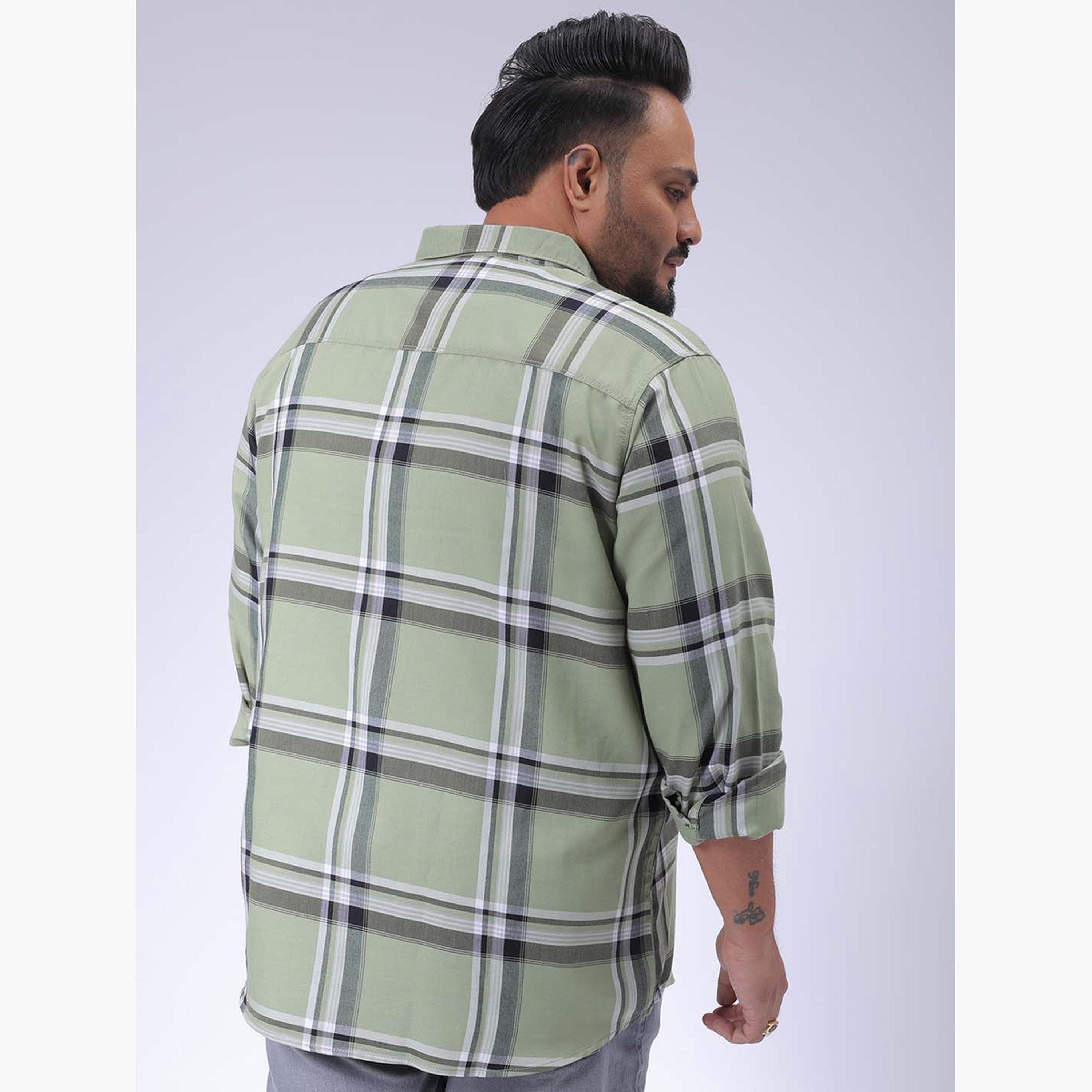HardSoda X Styli Plus Size Green Checked Casual Shirt-men-clothing-shirts-image-3