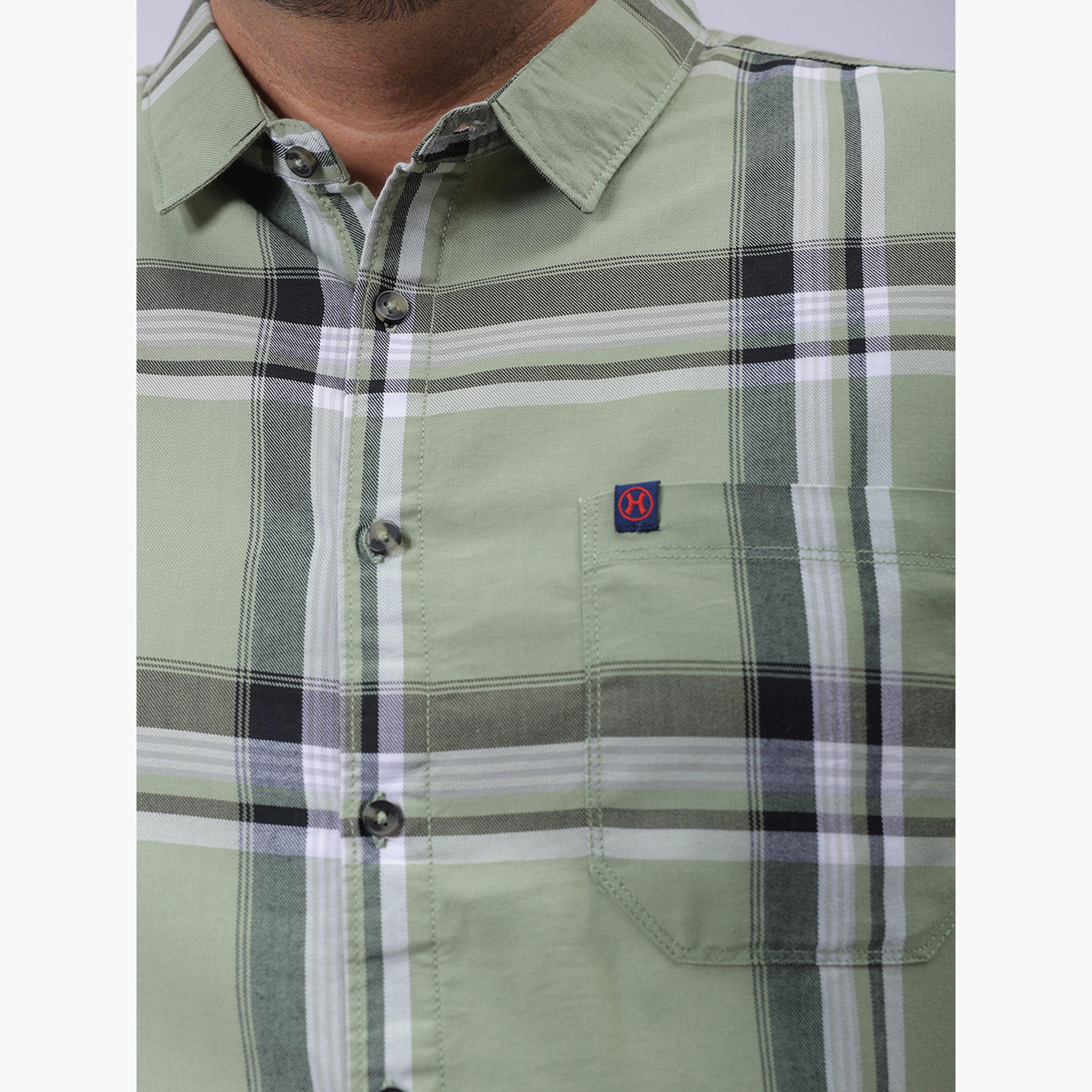 هارد صودا × ستايلي - قميص كاجوال منقوش لون أخضر مقاس كبير-men-clothing-shirts-image-6