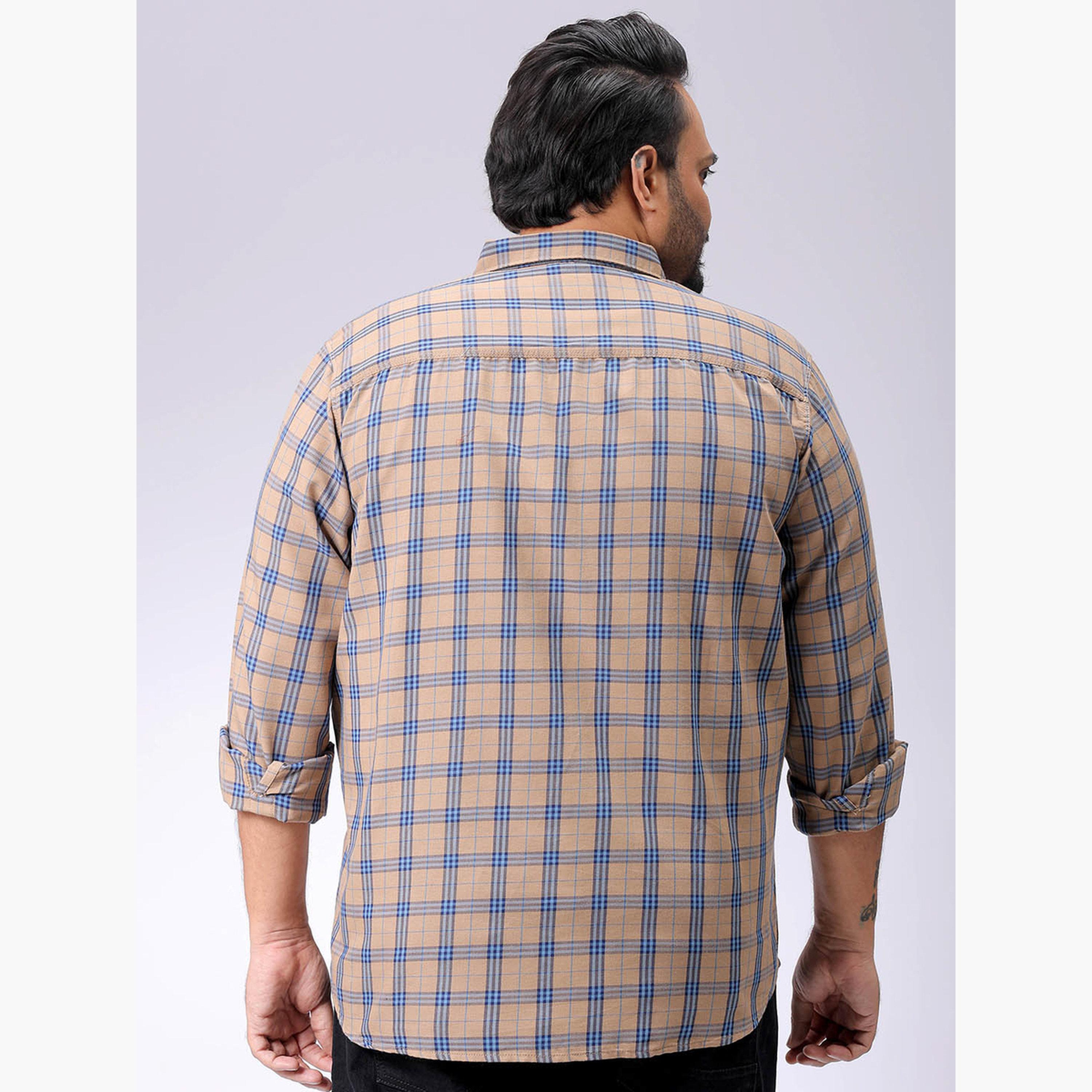 هارد صودا × ستايلي - قميص كاجوال منقوش مقاس كبير لون بيج-men-clothing-shirts-image-4