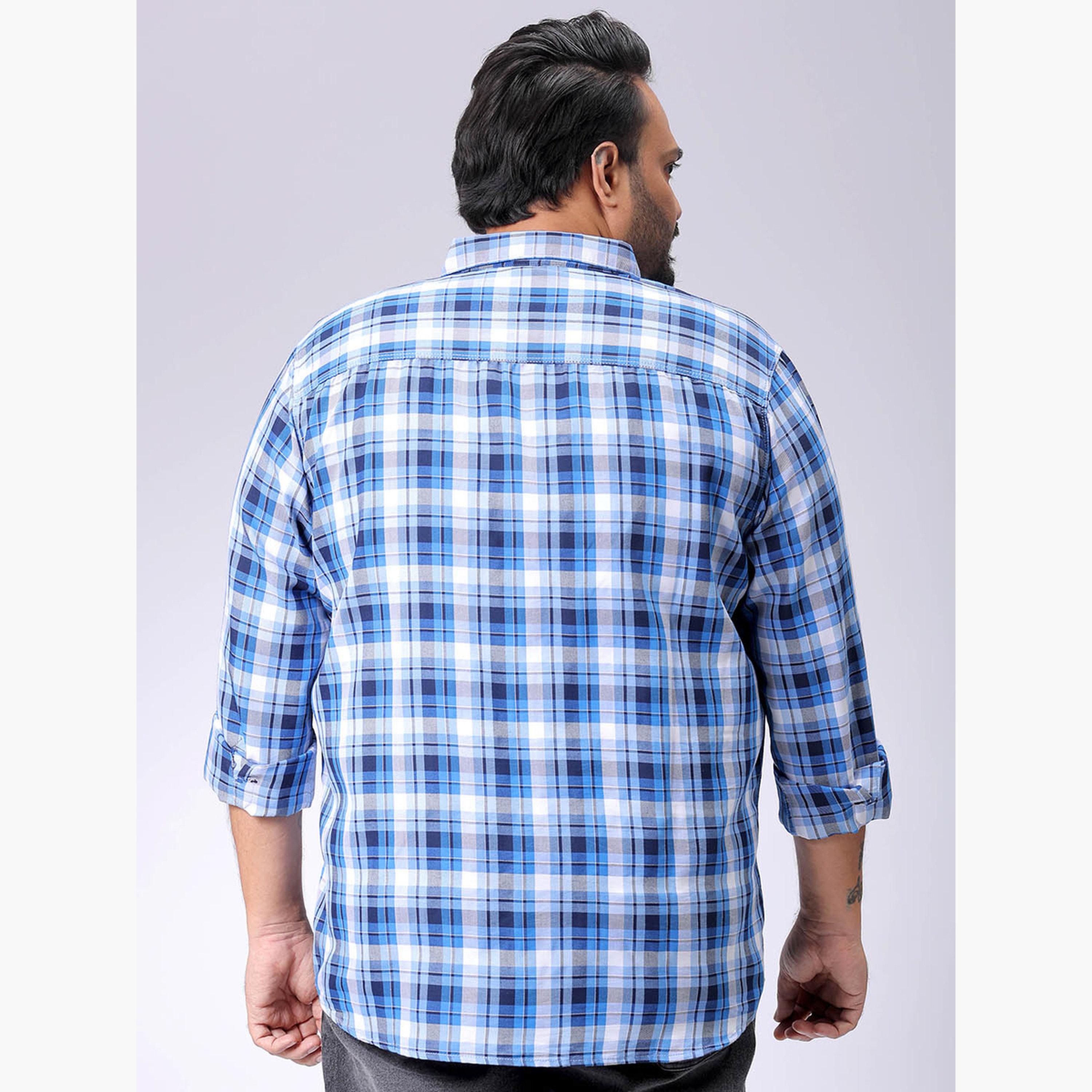 HardSoda X Styli Plus Size Blue Checked Shirt-men-clothing-shirts-image-4