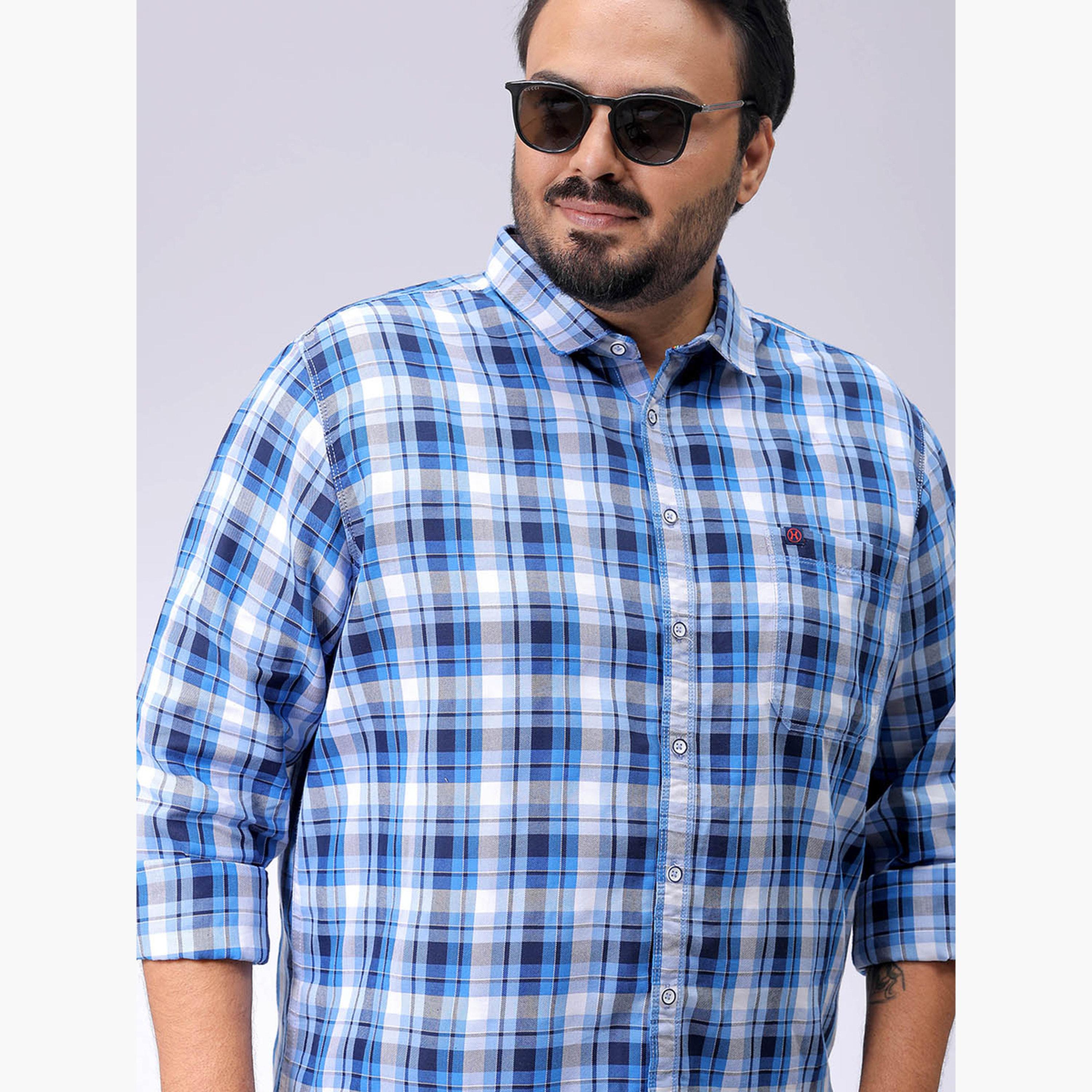 HardSoda X Styli Plus Size Blue Checked Shirt-men-clothing-shirts-image-5
