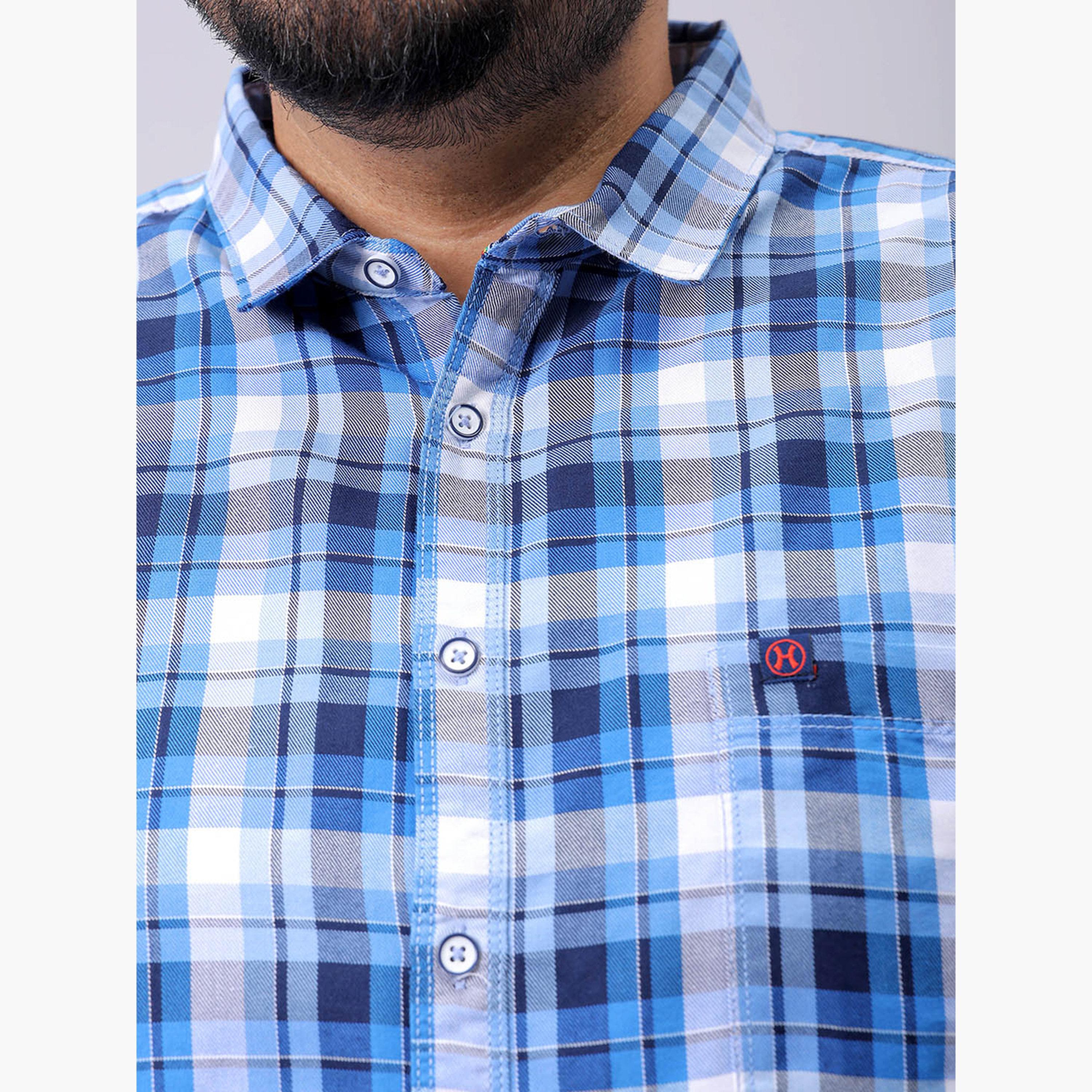 HardSoda X Styli Plus Size Blue Checked Shirt-men-clothing-shirts-image-6
