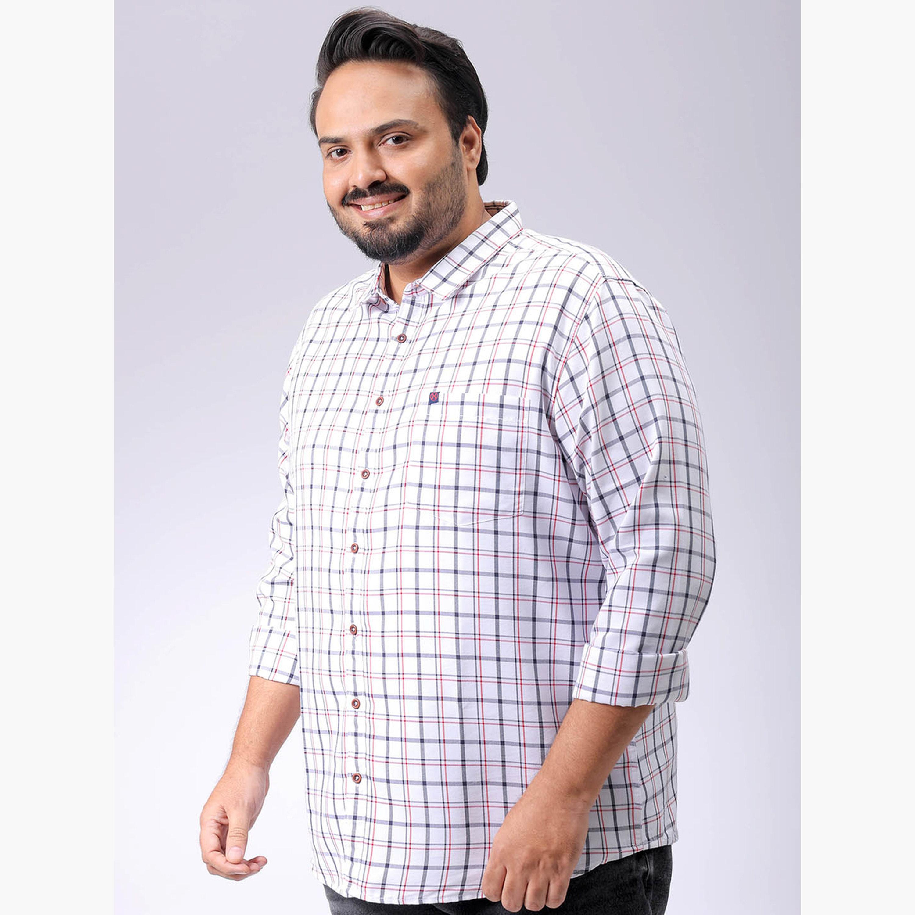 هارد صودا × ستايلي - قميص قطني أبيض منقوش مقاس كبير-men-clothing-shirts-image-1