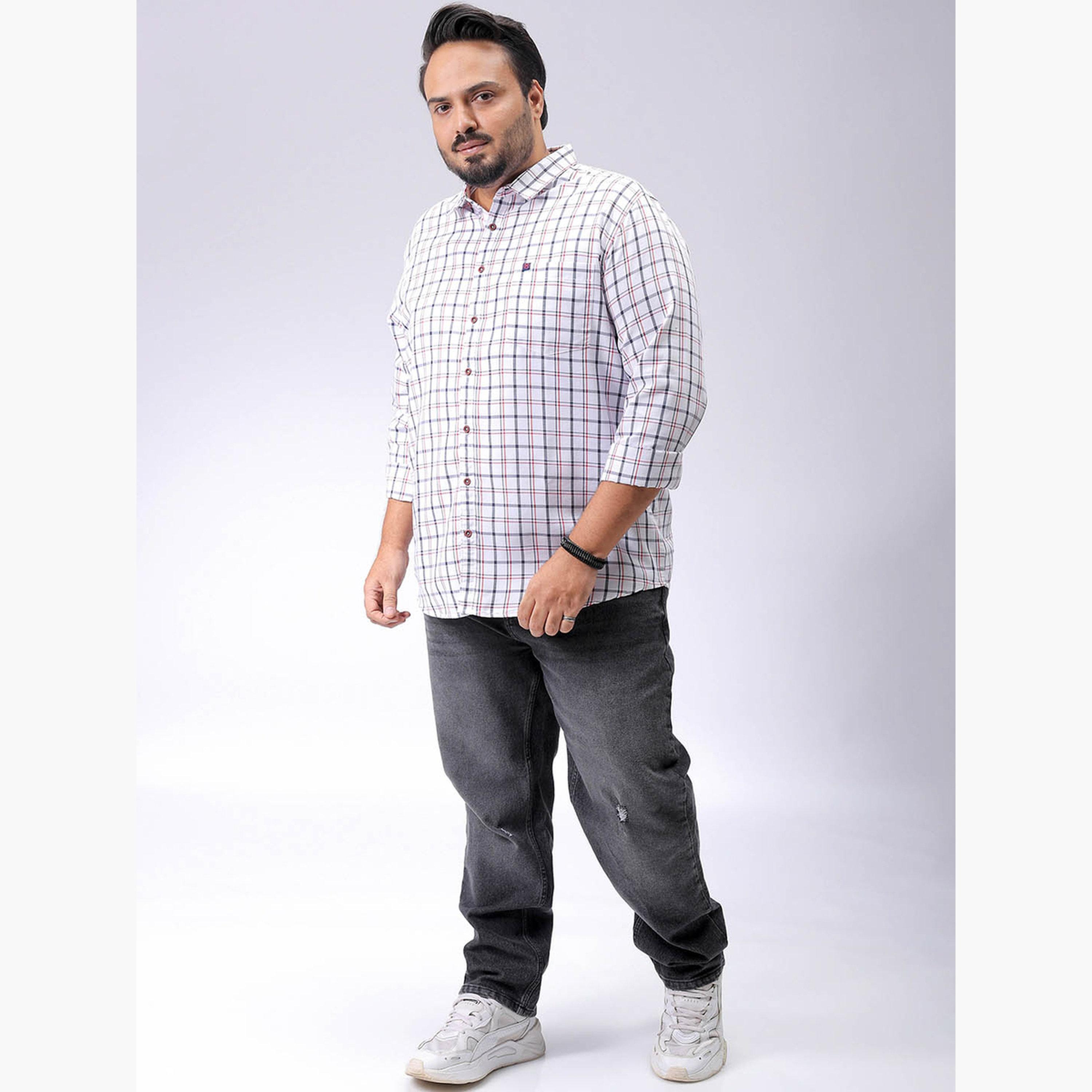 هارد صودا × ستايلي - قميص قطني أبيض منقوش مقاس كبير-men-clothing-shirts-image-2
