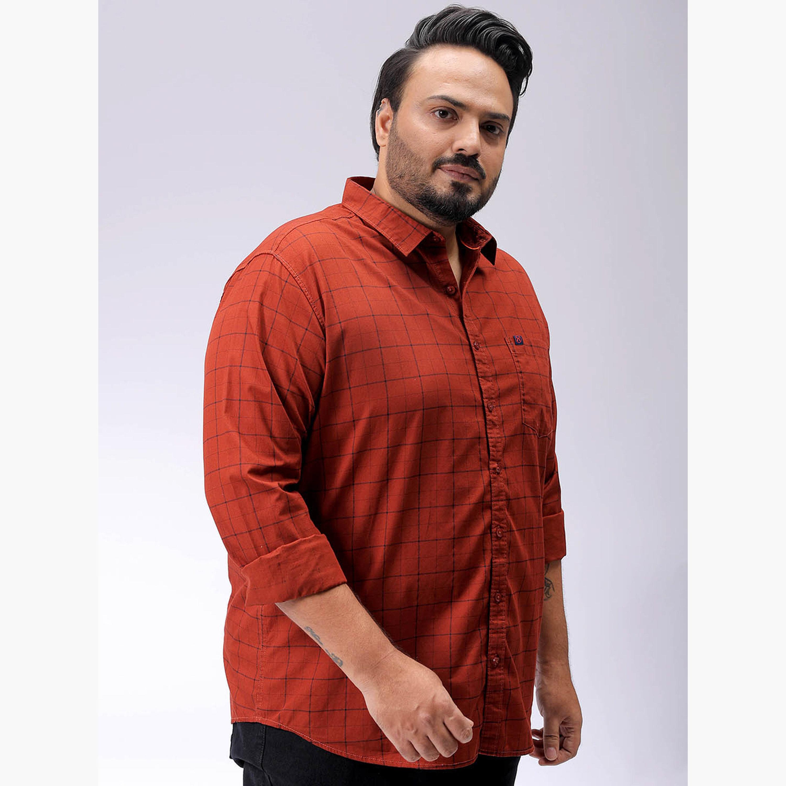 HardSoda X Styli Plus Size Rust Checkered Shirt-men-clothing-shirts-image-3