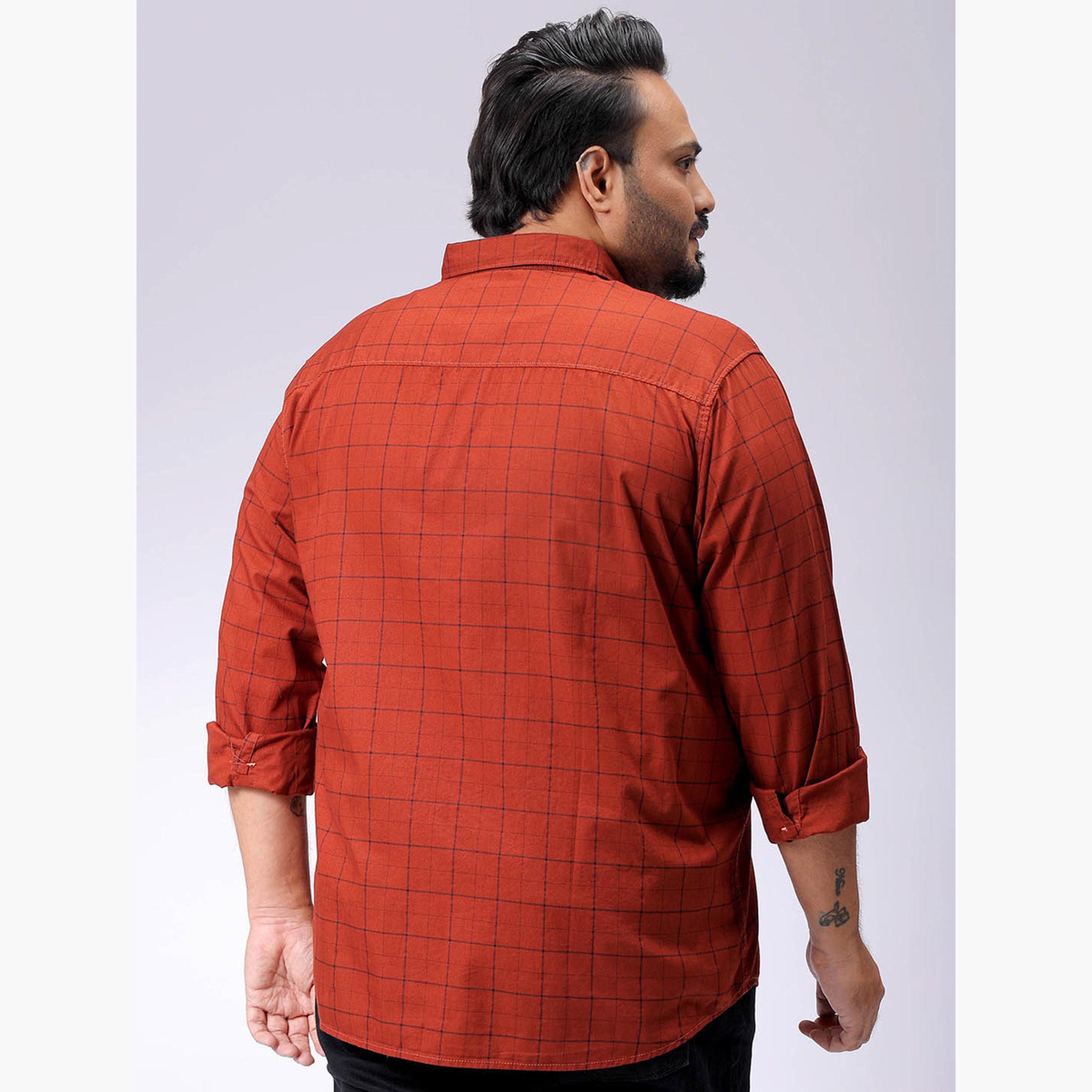 HardSoda X Styli Plus Size Rust Checkered Shirt-men-clothing-shirts-image-4