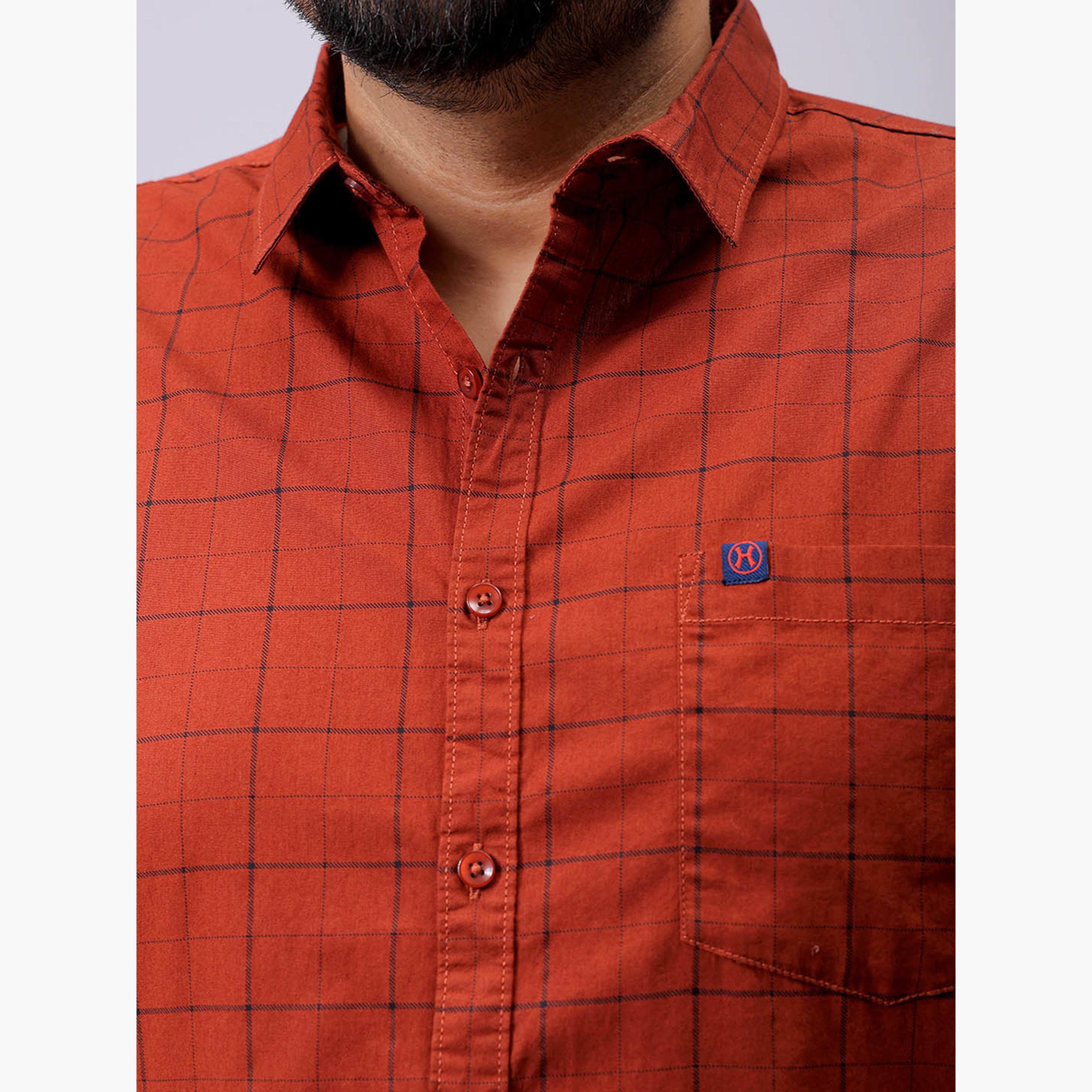 HardSoda X Styli Plus Size Rust Checkered Shirt-men-clothing-shirts-image-6