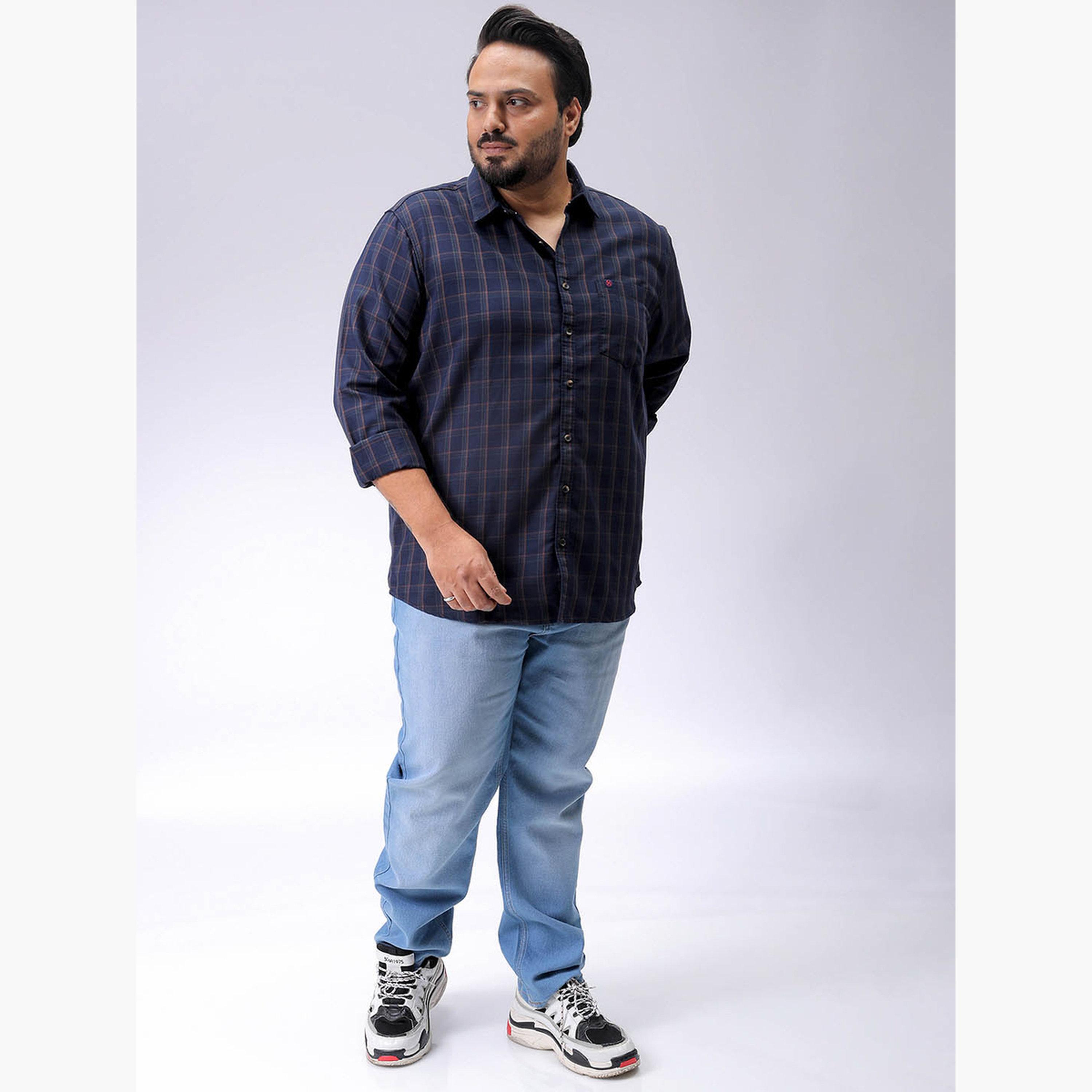 HardSoda X Styli Plus Size Navy Check Casual Shirt-men-clothing-shirts-image-2