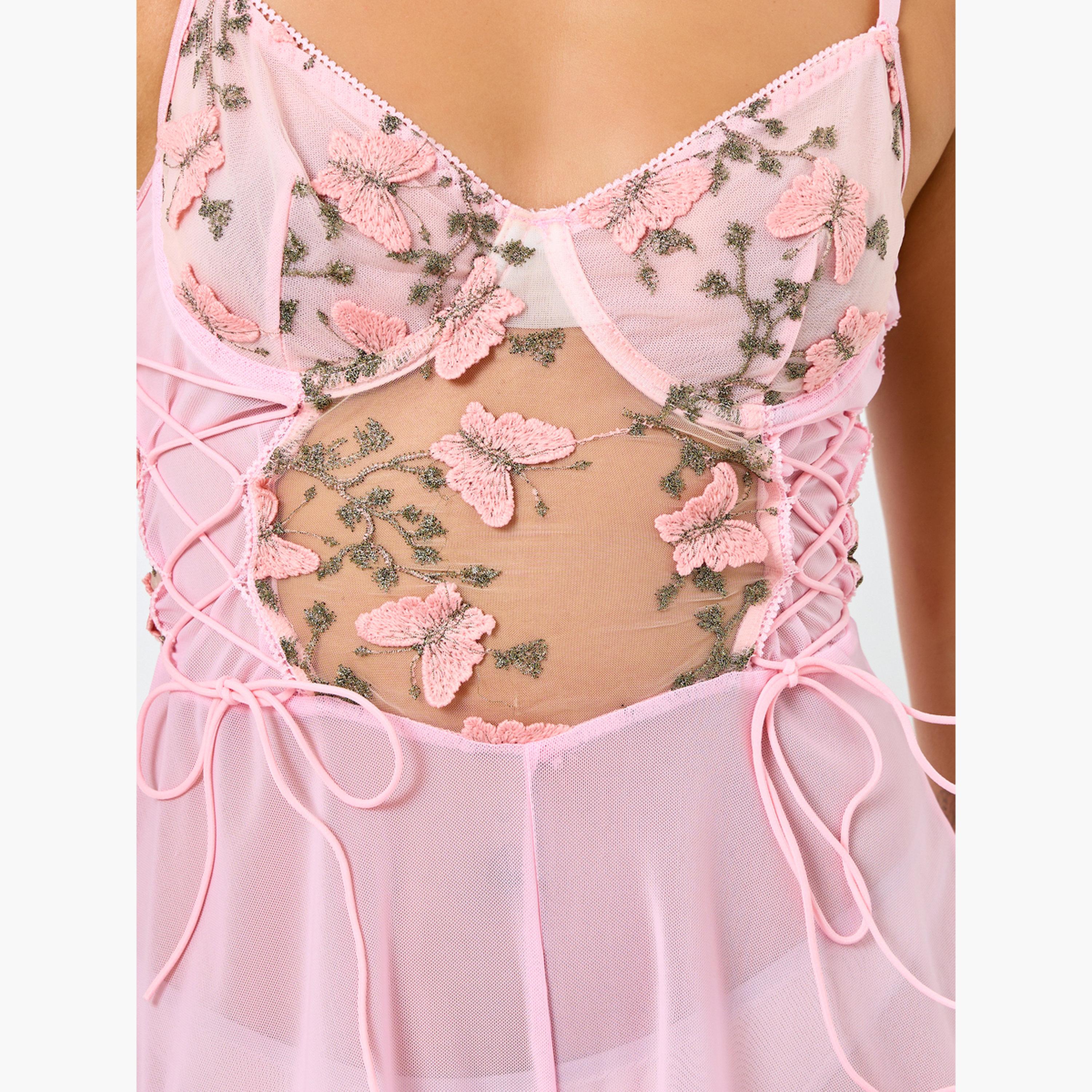 Styli Butterfly Embroidered Teddy with Lace Detail-women-clothing-lingerie-babydollsandbodysuits-image-4
