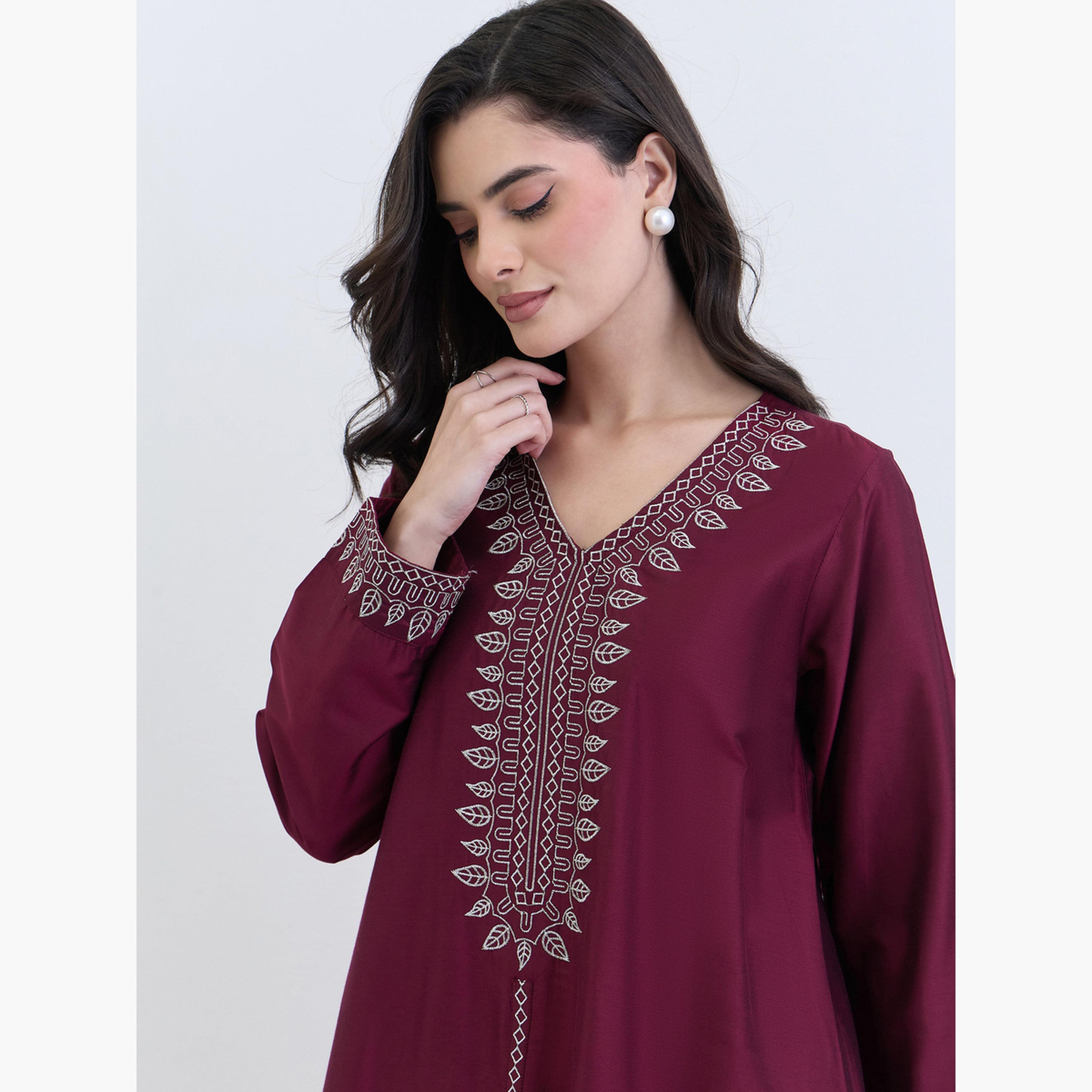 طقم قميص بأزرار وبنطلون-women-arabicclothing-jalabiyas-image-4