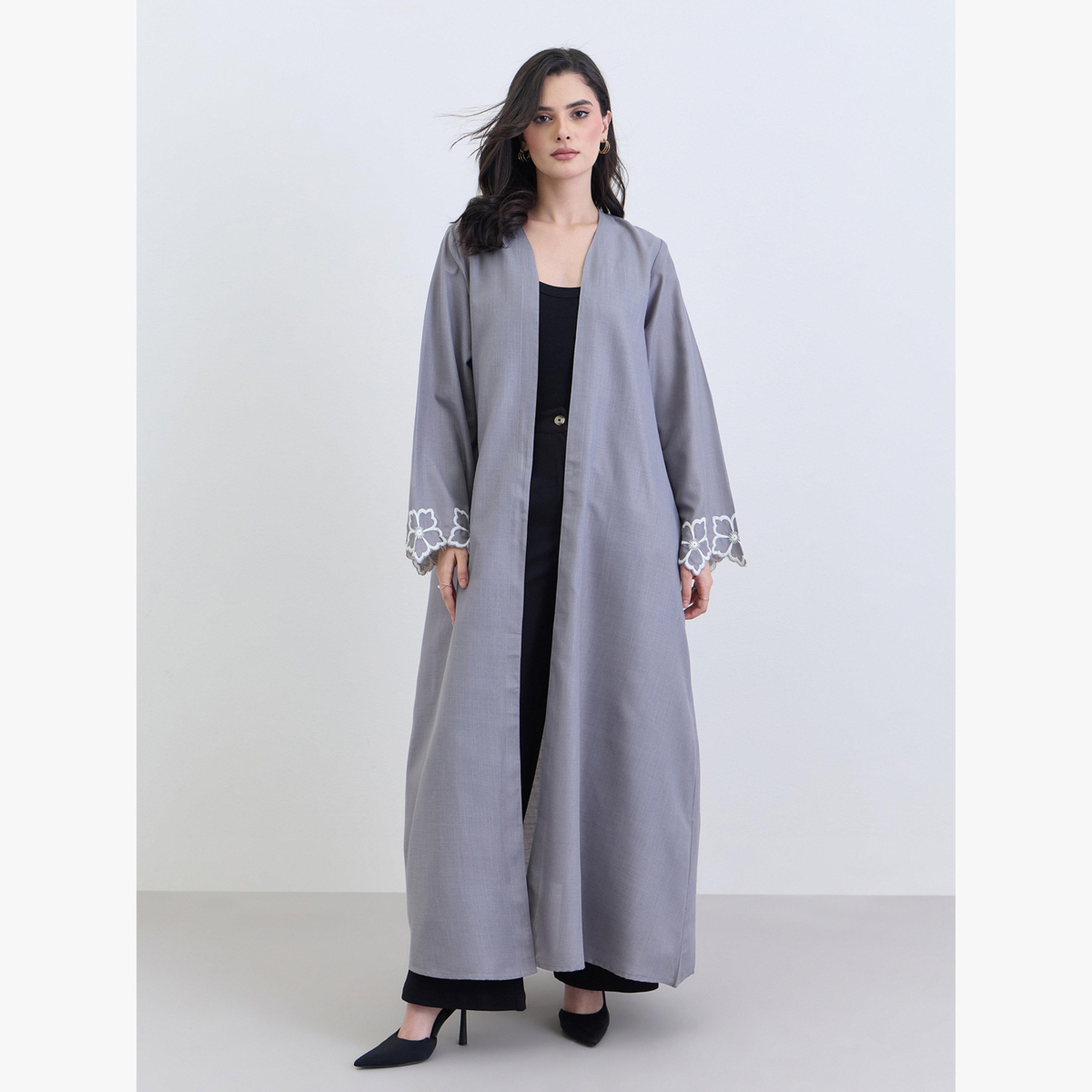 عباية مفتوحة بأكمام مطرزة-women-arabicclothing-abayas-image-1