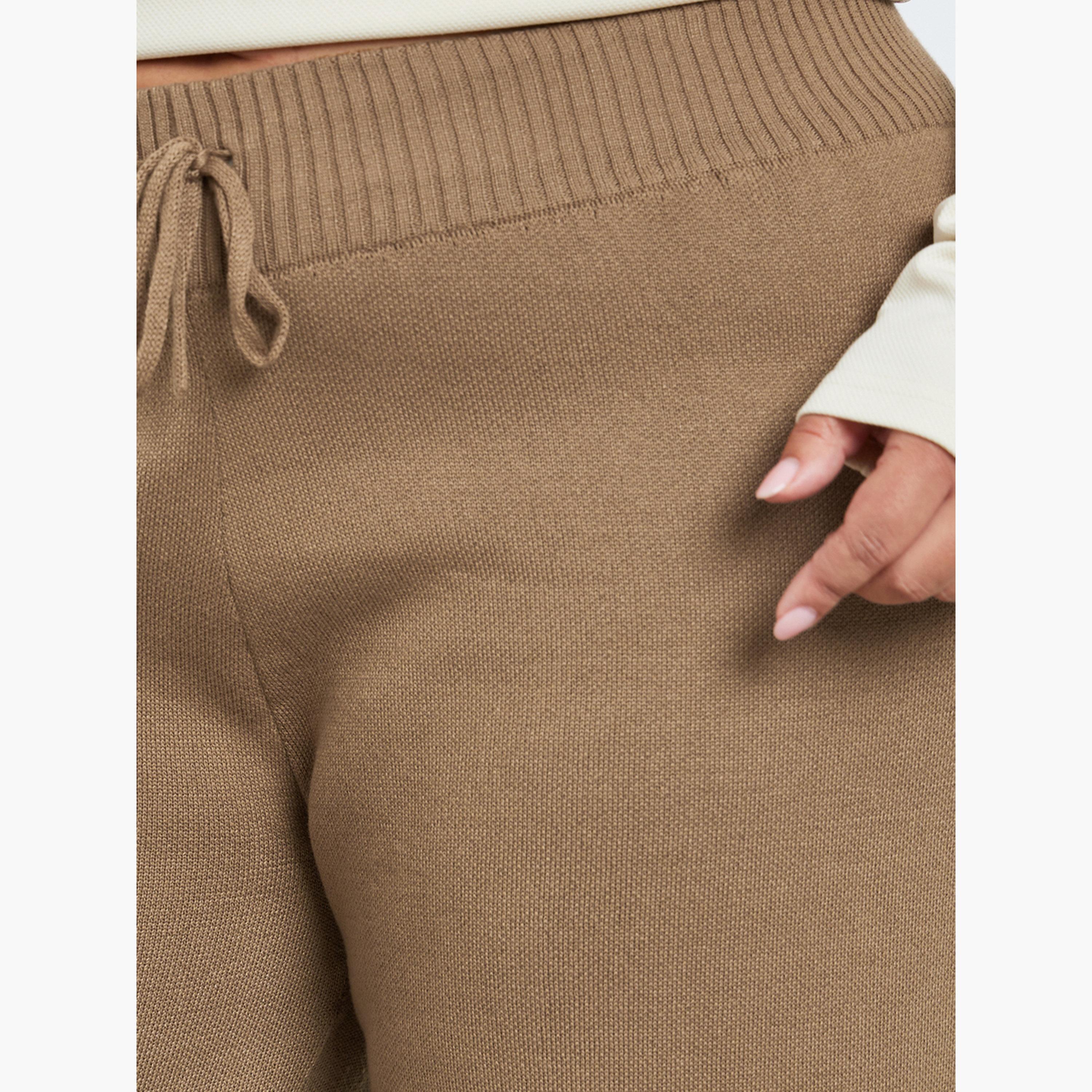 Styli Women Plus Size Coffee Brown Flared Trousers-women-clothing-bottoms-trousers-image-3