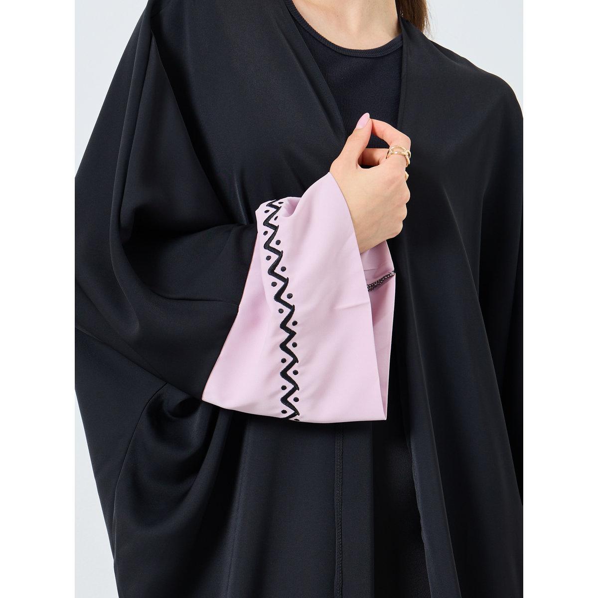Take Two Colorblock Sleeve Open Front Abaya-women-arabicclothing-abayas-image-4