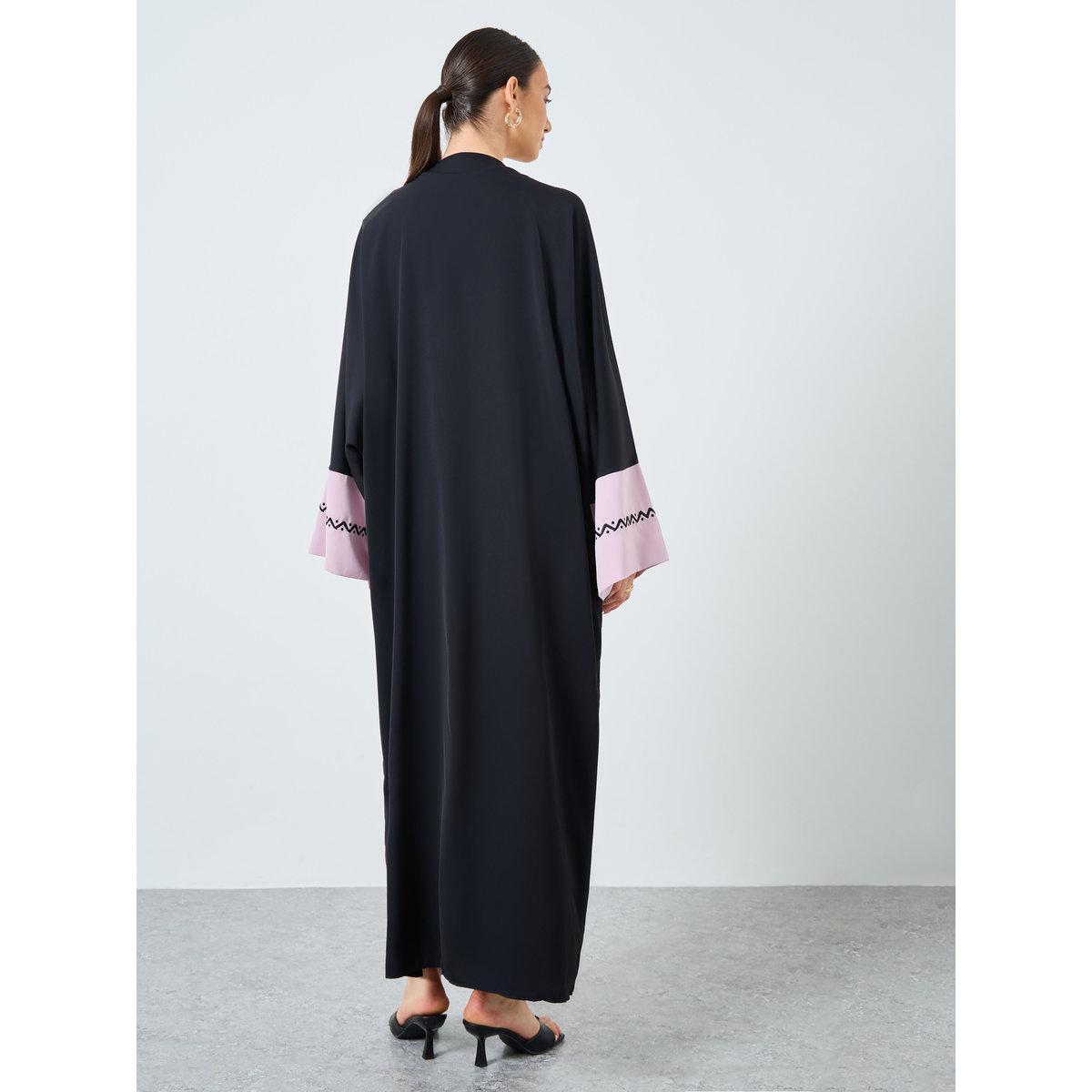 Take Two Colorblock Sleeve Open Front Abaya-women-arabicclothing-abayas-image-5