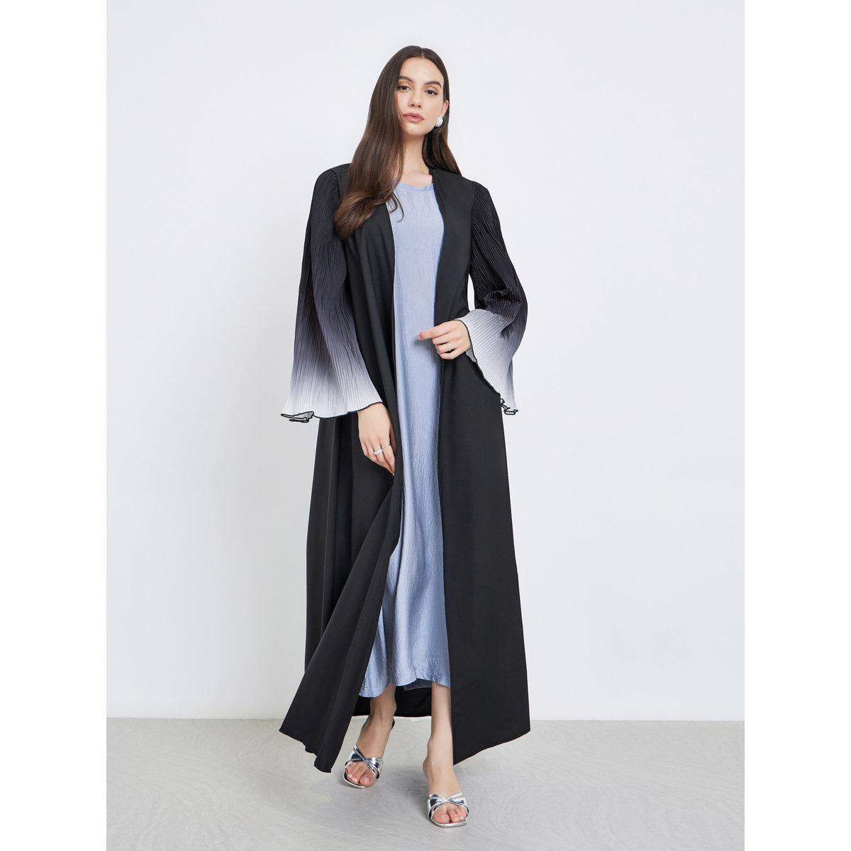 Take Two Dye Print Bell Sleeve Open Front Abaya-women-arabicclothing-abayas-image-2