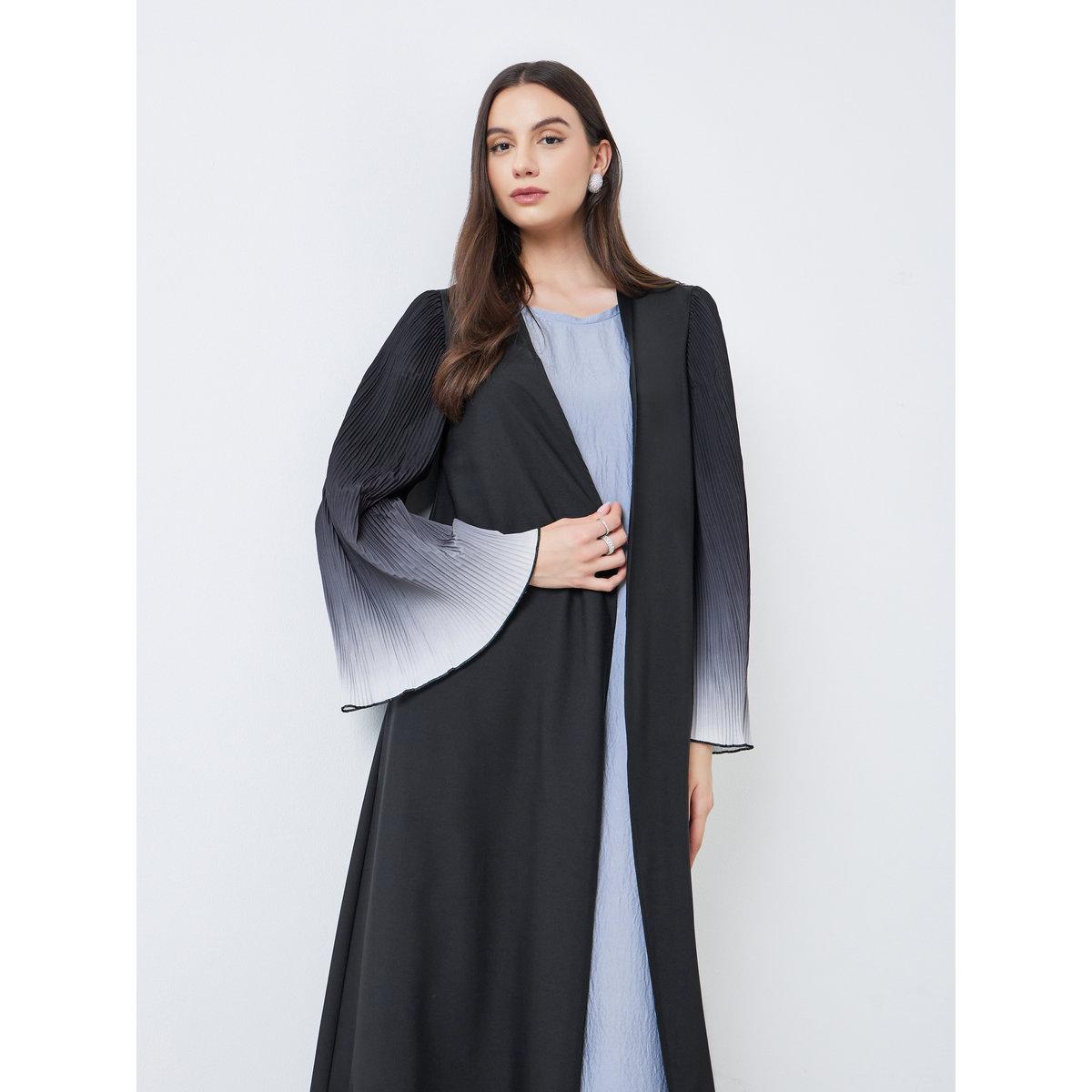 Take Two Dye Print Bell Sleeve Open Front Abaya-women-arabicclothing-abayas-image-3