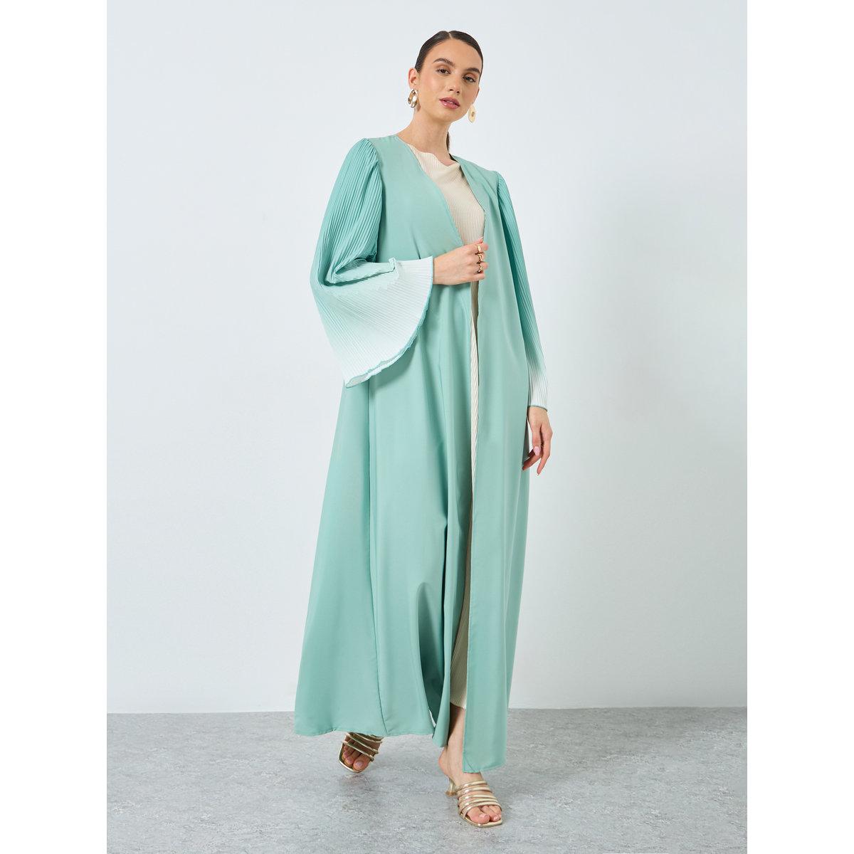 Take Two Dye Print Bell Sleeve Open Front Abaya-women-arabicclothing-abayas-image-2