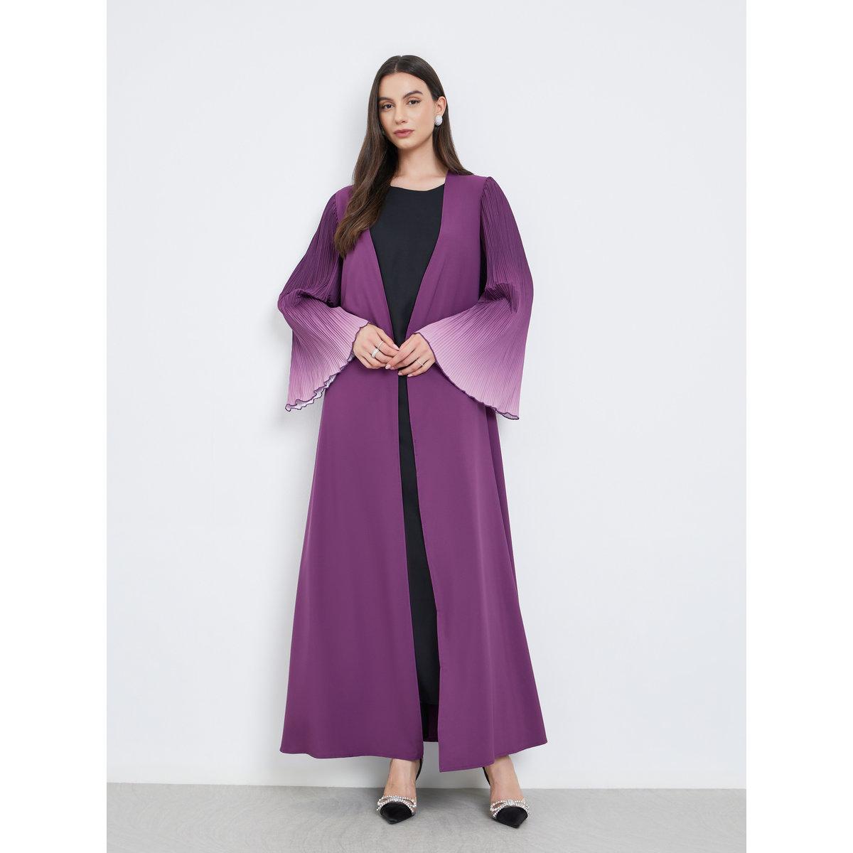 Take Two Dye Print Bell Sleeve Open Front Abaya-women-arabicclothing-abayas-image-2