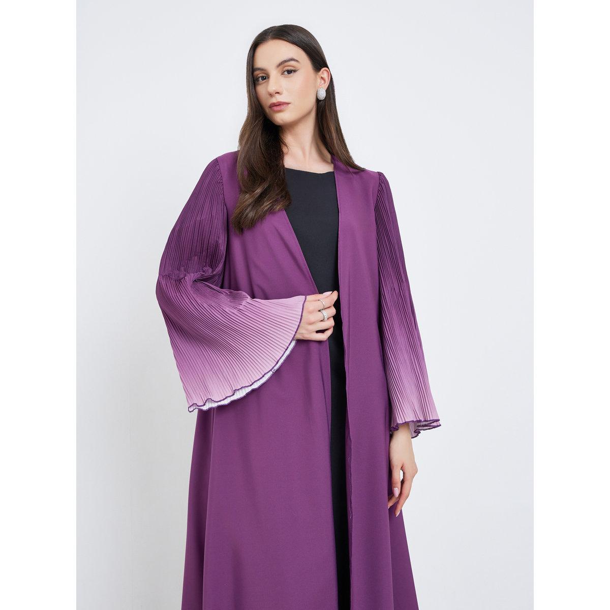 Take Two Dye Print Bell Sleeve Open Front Abaya-women-arabicclothing-abayas-image-3