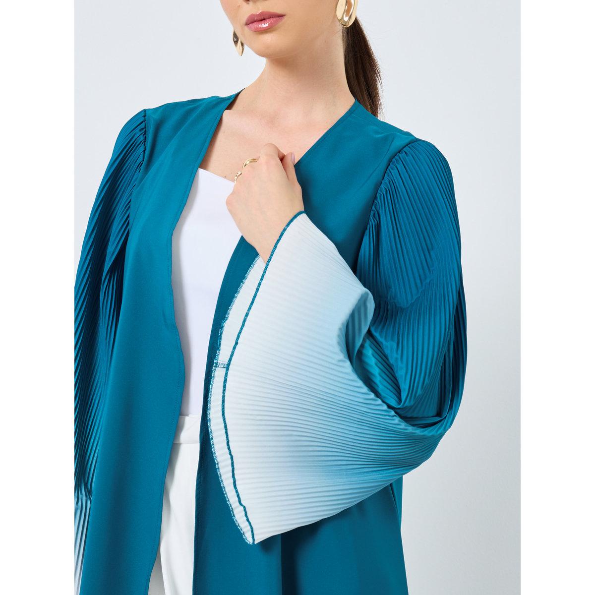 Take Two Dye Print Bell Sleeve Open Front Abaya-women-arabicclothing-abayas-image-4