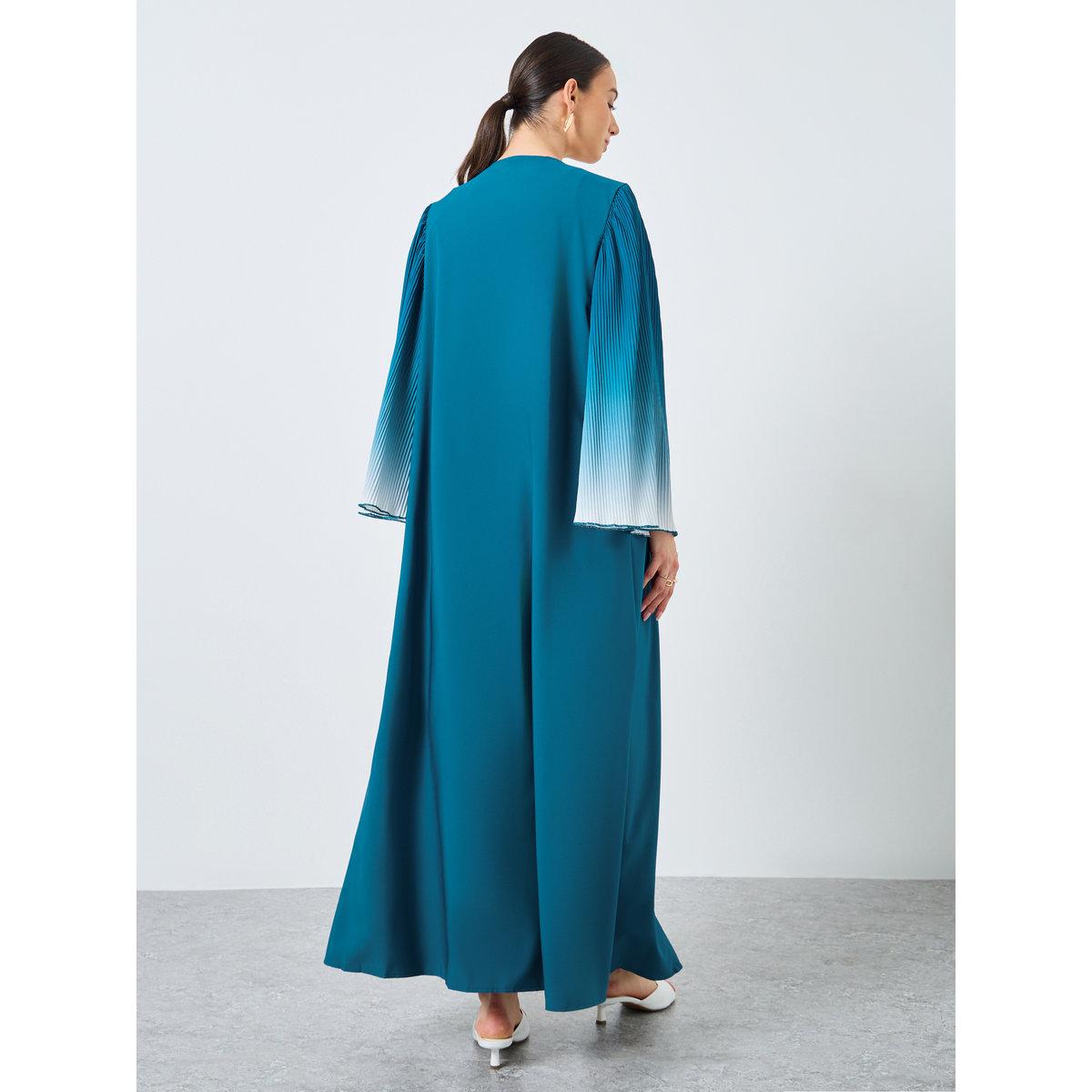 Take Two Dye Print Bell Sleeve Open Front Abaya-women-arabicclothing-abayas-image-5