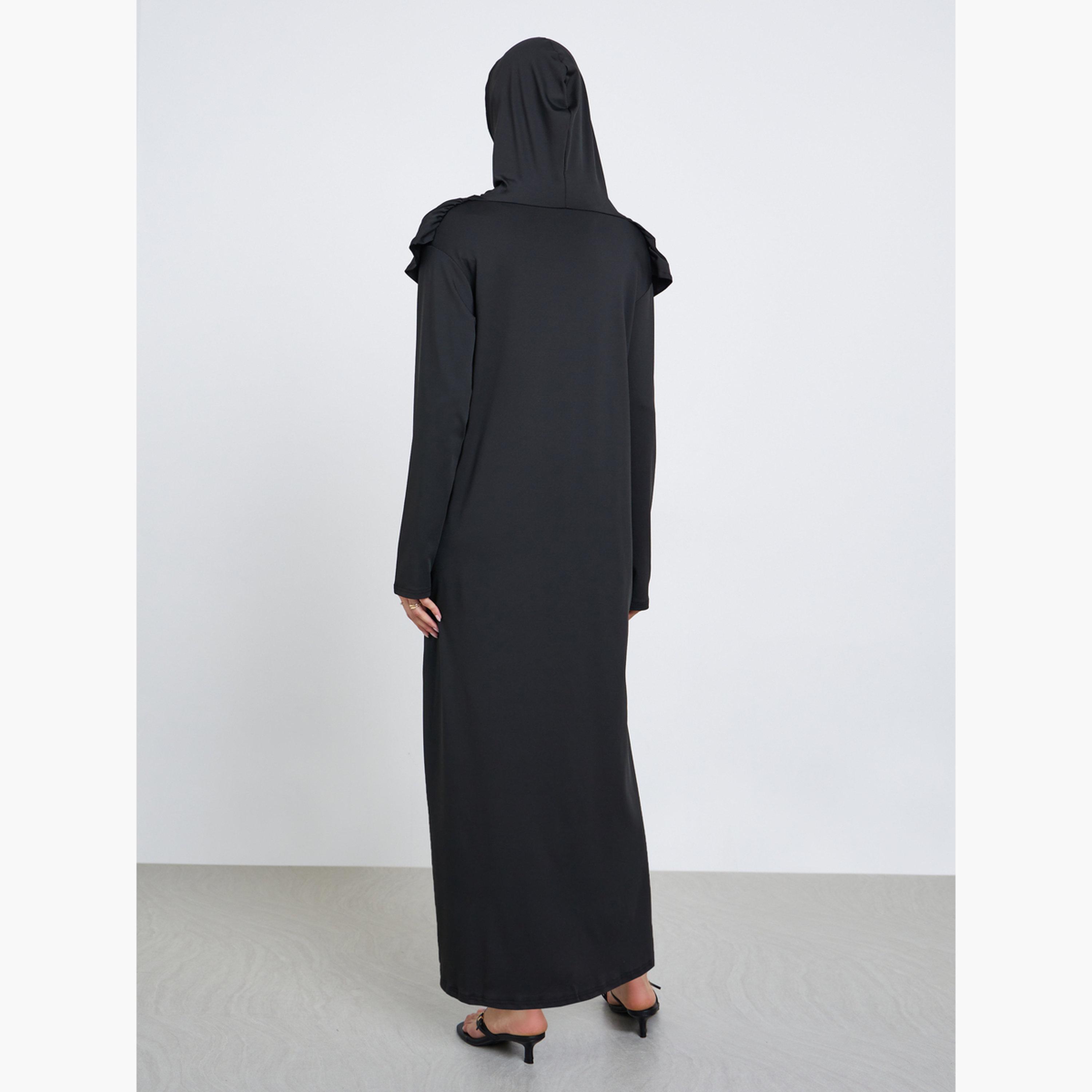 Take Two Black Solid Abaya with Hijab-women-clothingaccessories-scarves-image-4