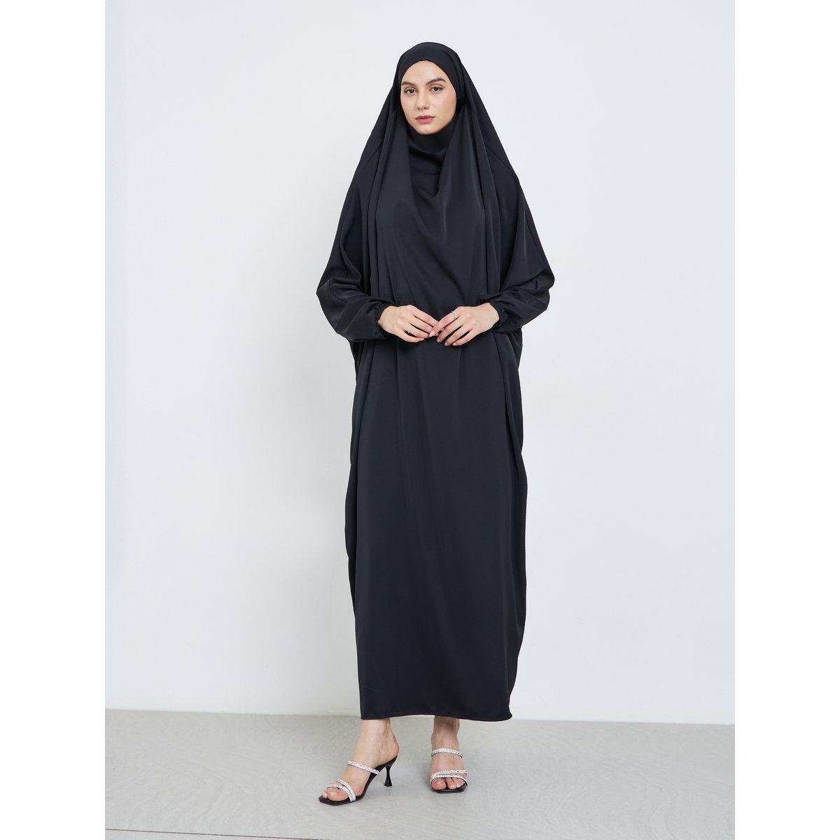 Take Two Black Batwing Sleeve Hooded Abaya-women-arabicclothing-abayas-image-1