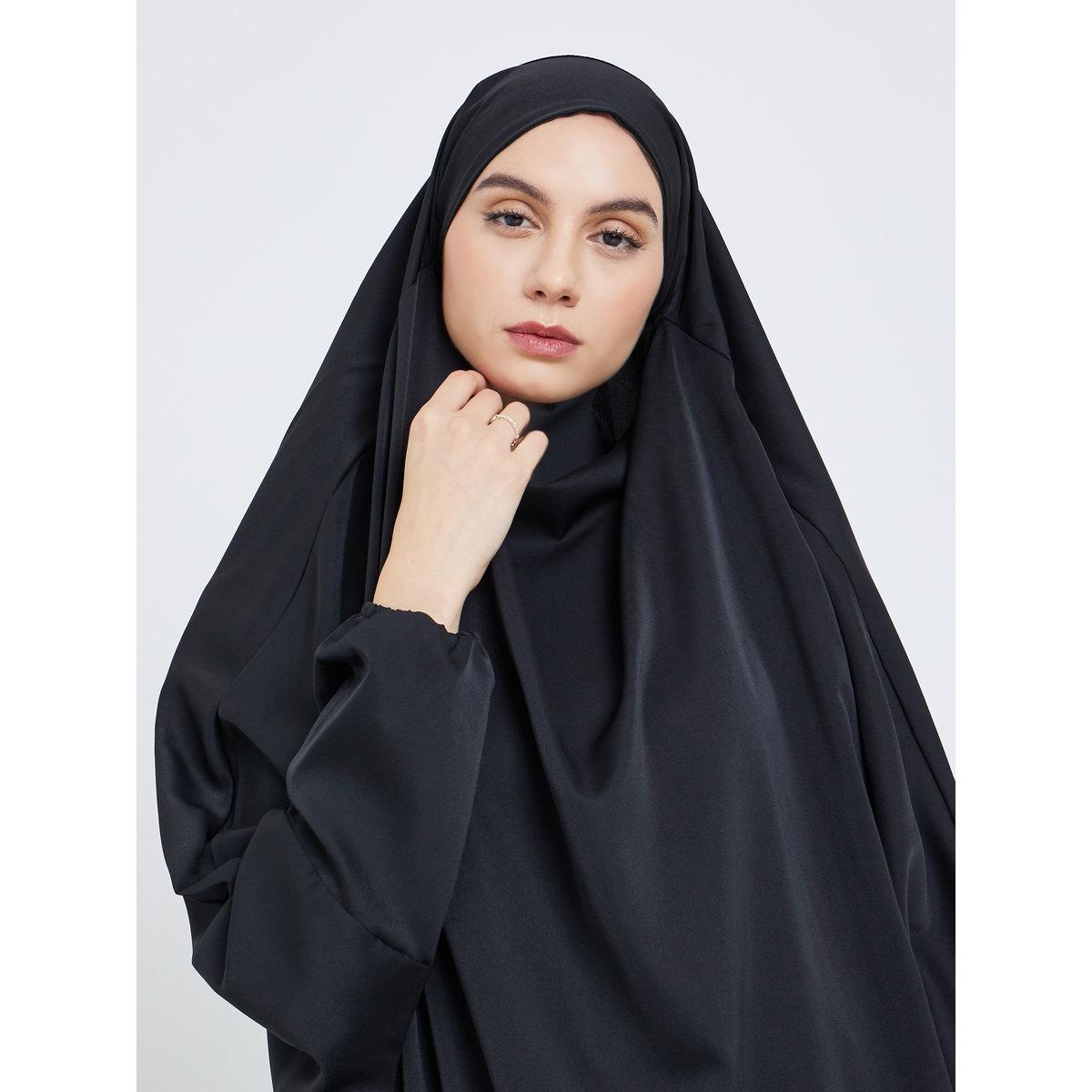 Take Two Black Batwing Sleeve Hooded Abaya-women-arabicclothing-prayerclothing-image-3