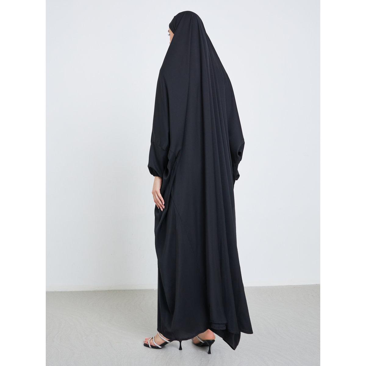 Take Two Black Batwing Sleeve Hooded Abaya-women-arabicclothing-prayerclothing-image-4