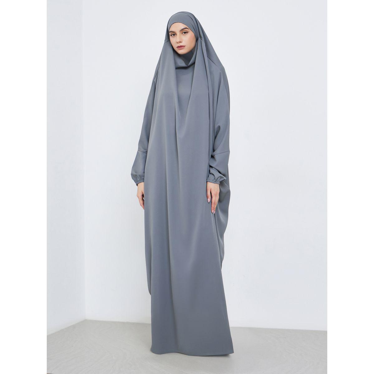 Take Two Grey Batwing Sleeve Hooded Abaya-women-arabicclothing-abayas-image-1