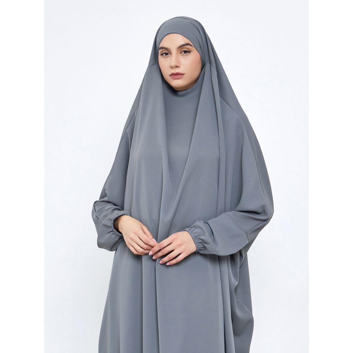 Take Two Grey Batwing Sleeve Hooded Abaya-women-arabicclothing-abayas-image-2