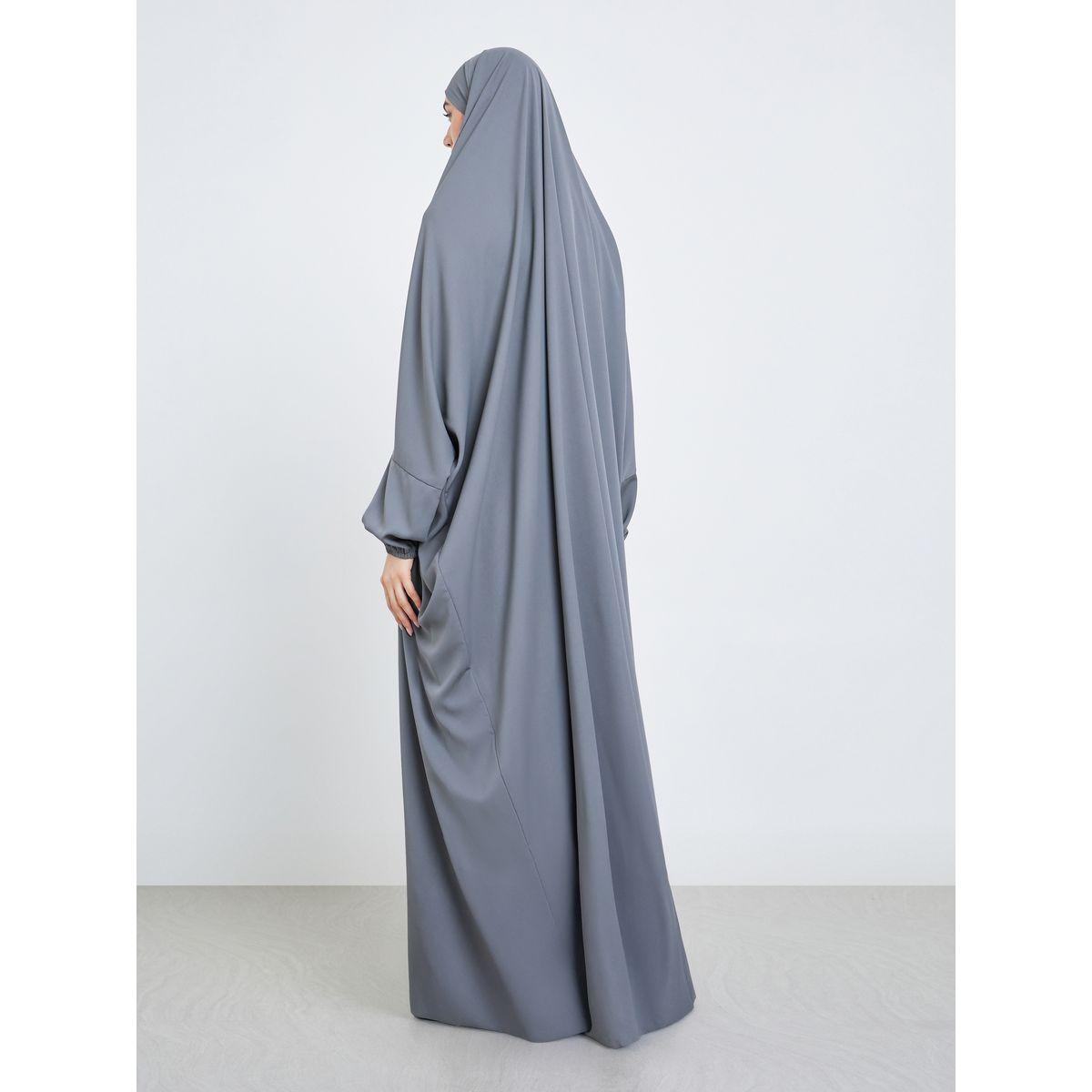 Take Two Grey Batwing Sleeve Hooded Abaya-women-arabicclothing-abayas-image-4