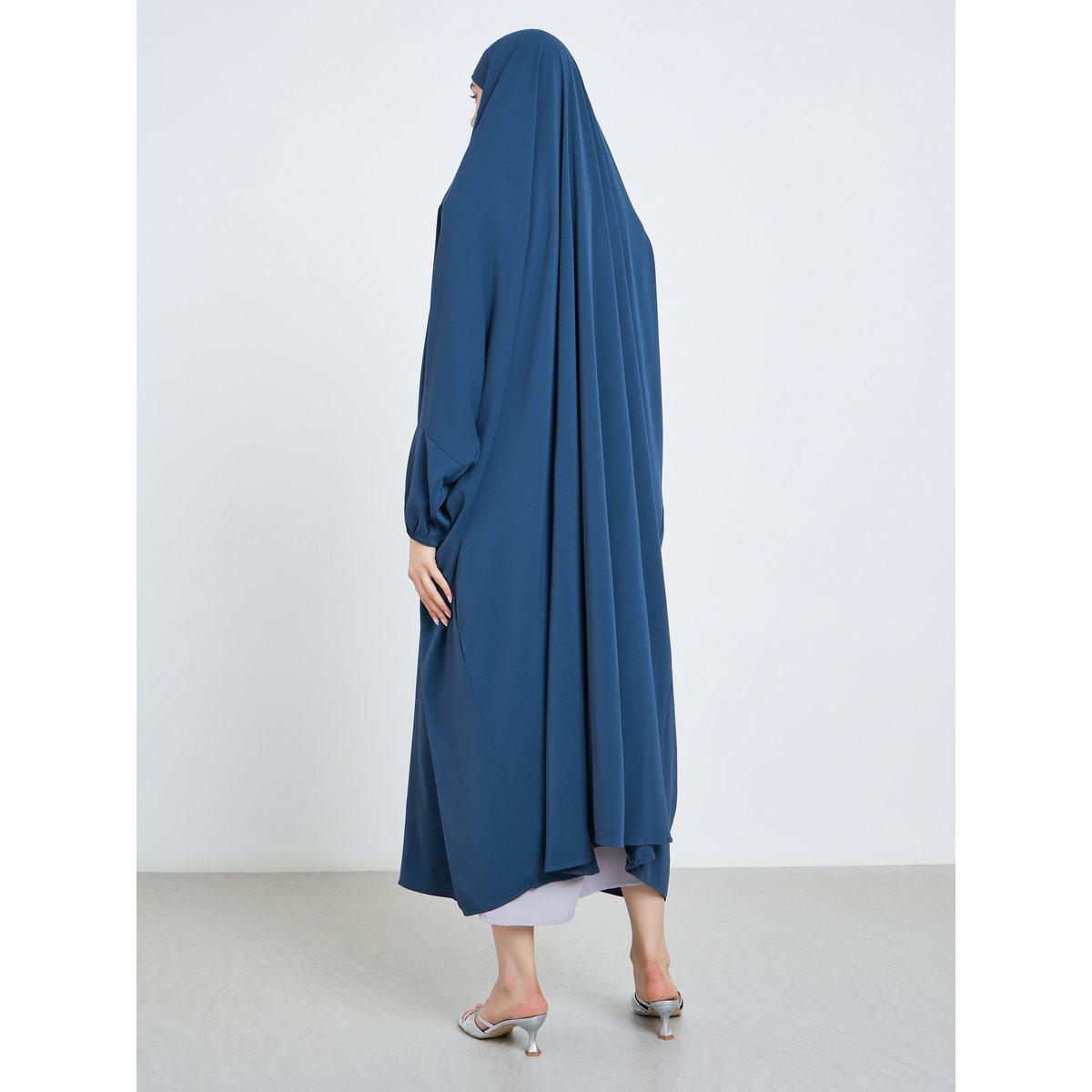 Take Two Navy Blue Batwing Sleeve Hooded Abaya-women-arabicclothing-abayas-image-4