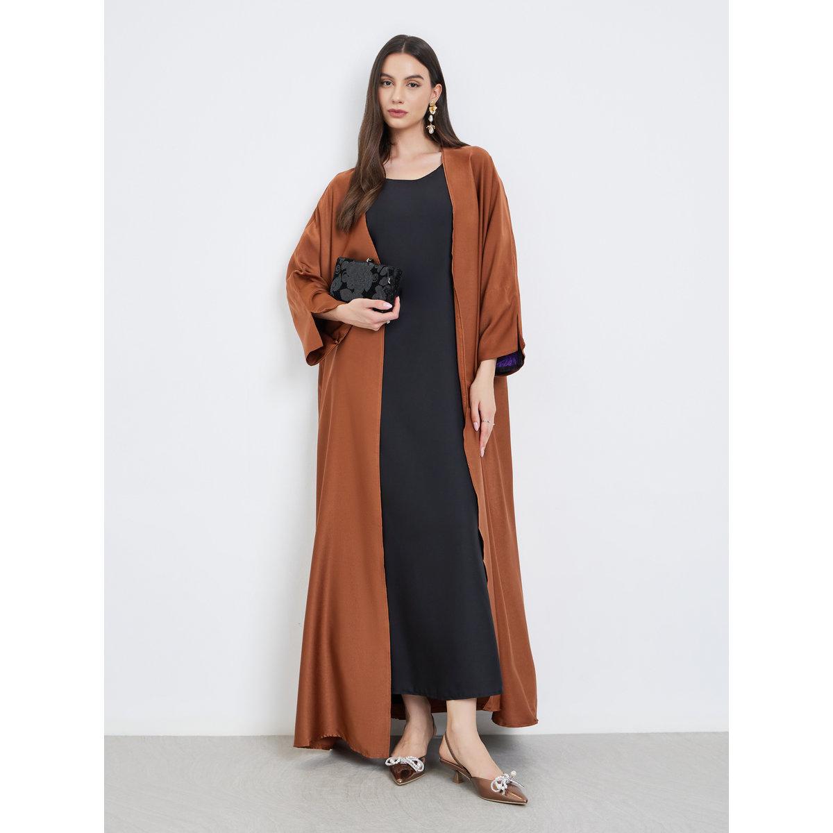 Take Two Solid Open Front Satin Abaya-women-arabicclothing-abayas-image-1