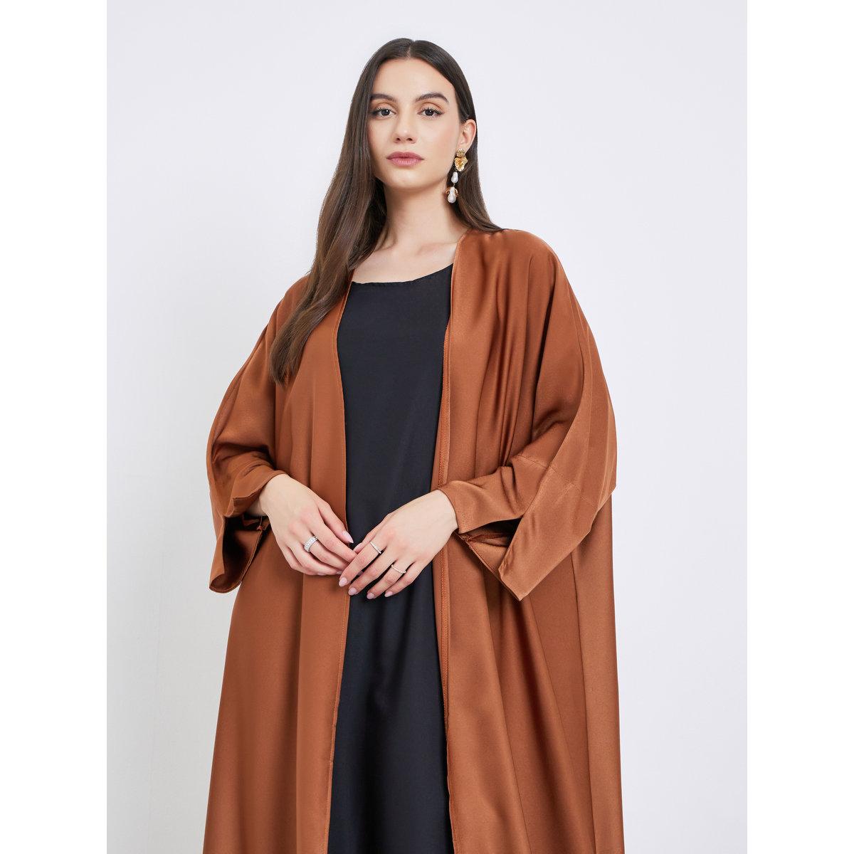 Take Two Solid Open Front Satin Abaya-women-arabicclothing-abayas-image-3
