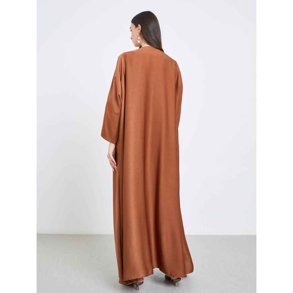 Take Two Solid Open Front Satin Abaya-women-arabicclothing-abayas-image-5