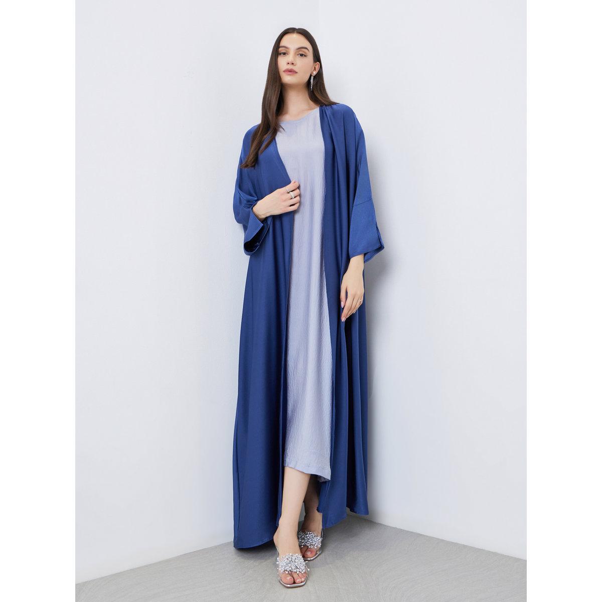 Take Two Solid Open Front Satin Abaya-women-arabicclothing-abayas-image-1