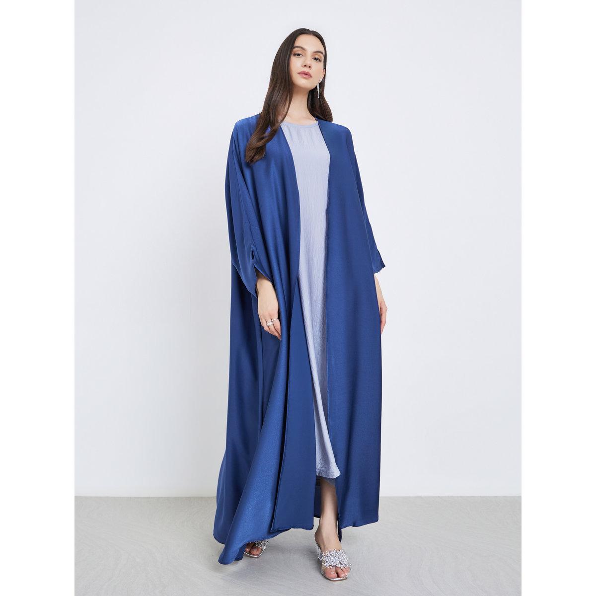 Take Two Solid Open Front Satin Abaya-women-arabicclothing-abayas-image-2