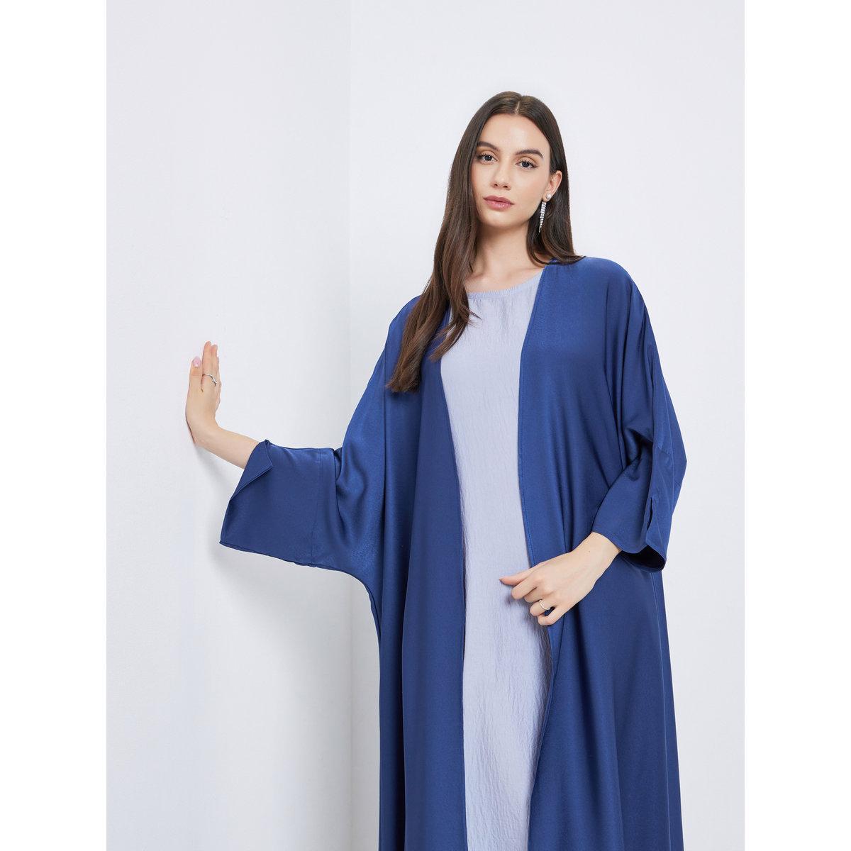 Take Two Solid Open Front Satin Abaya-women-arabicclothing-abayas-image-3
